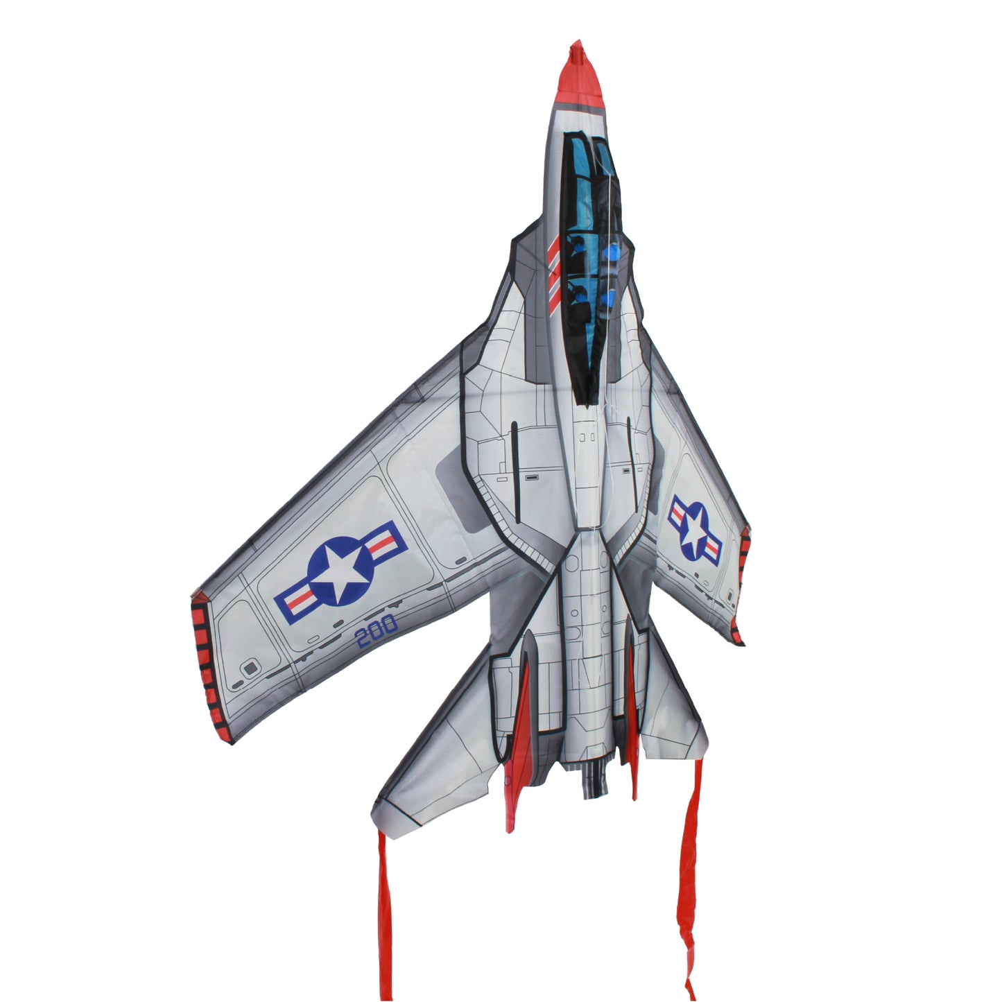 WindNSun SuperSized Fighter Jet Nylon Kite w/ 3D Cockpit, 57 Inches Wide