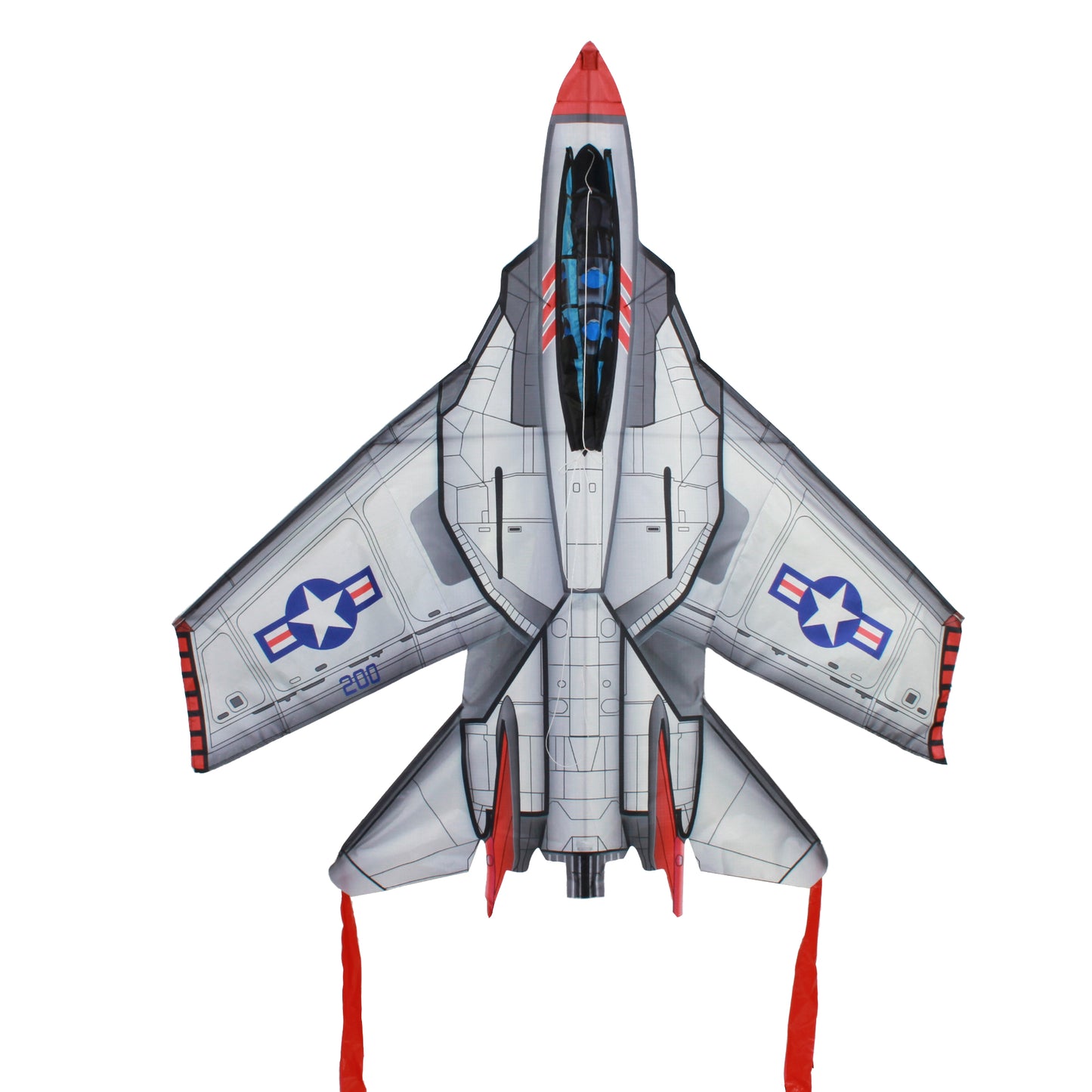 WindNSun SuperSized Fighter Jet Nylon Kite w/ 3D Cockpit, 57 Inches Wide