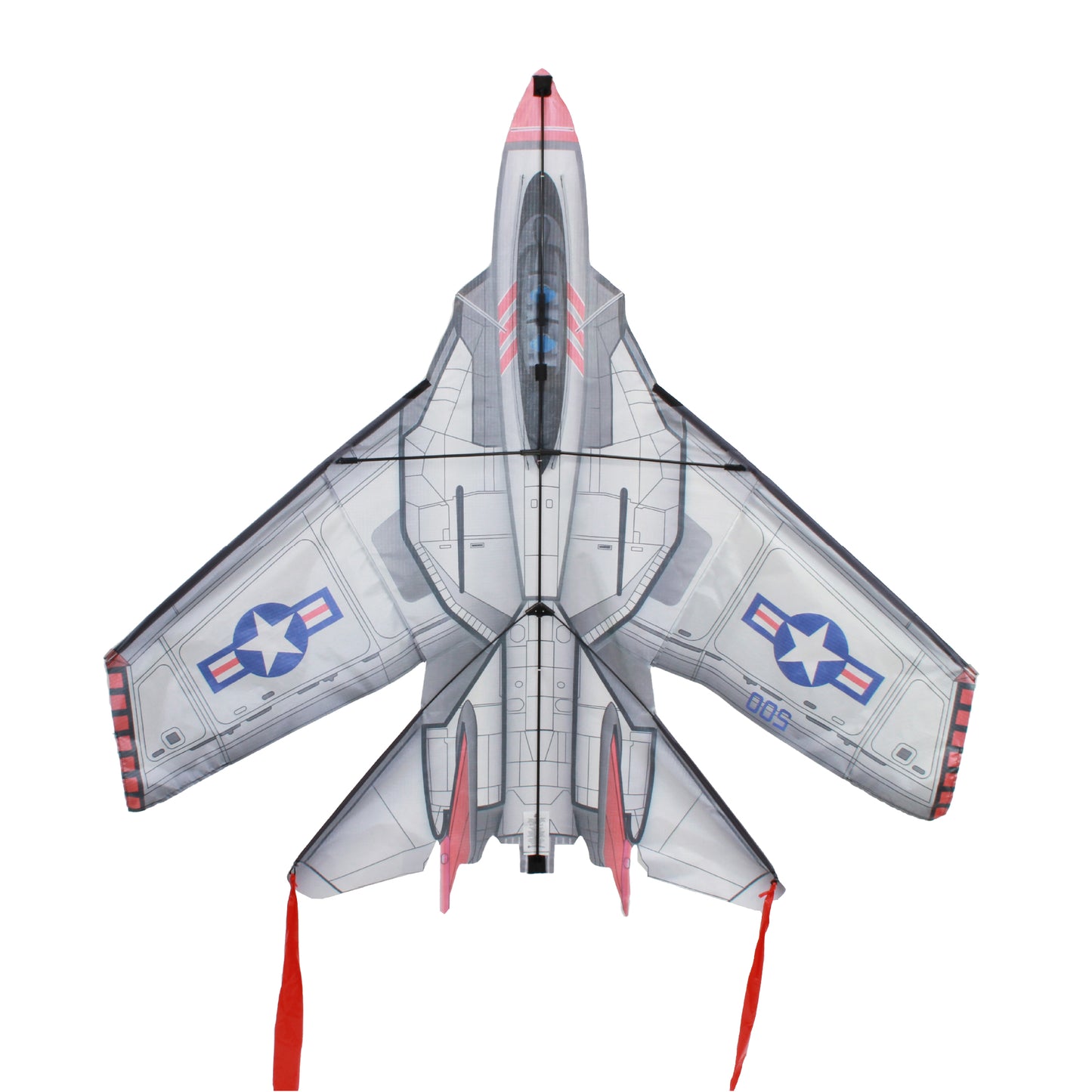 WindNSun SuperSized Fighter Jet Nylon Kite w/ 3D Cockpit, 57 Inches Wide