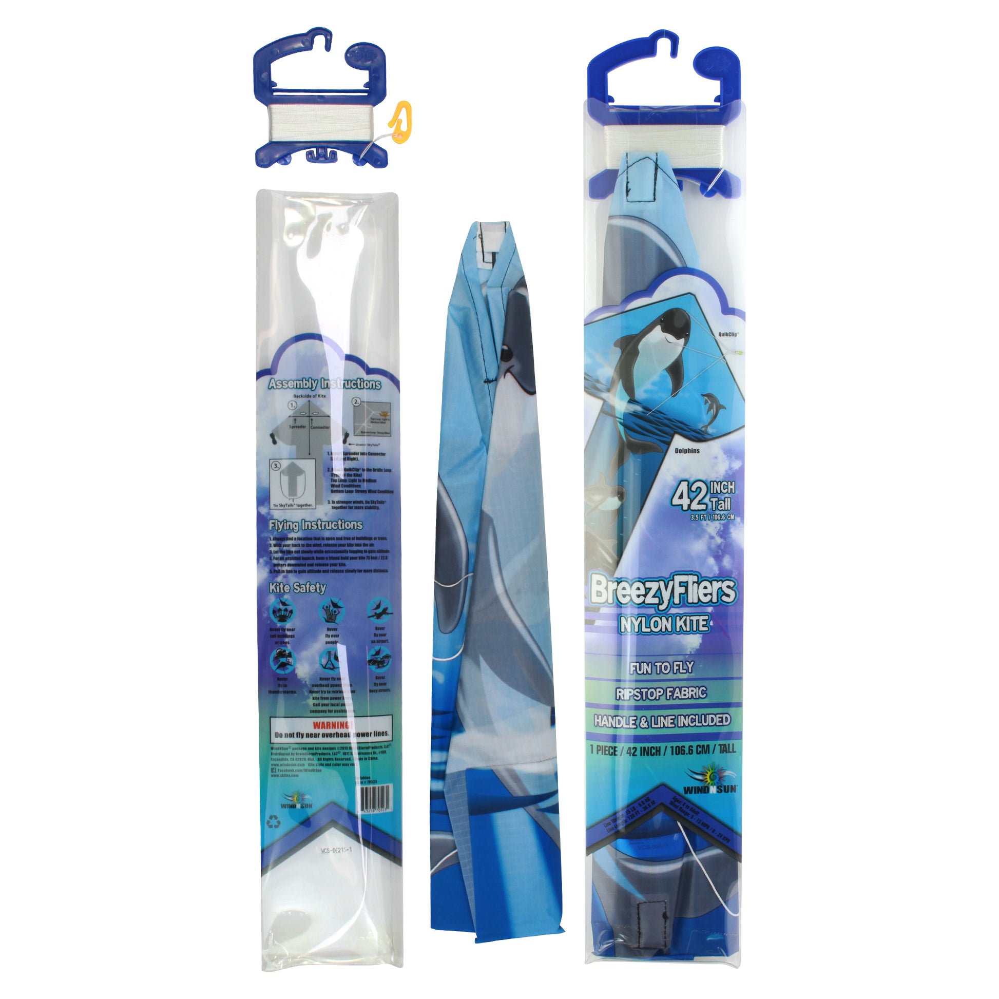 windnsun breezyfliers dolphins nylon kite package