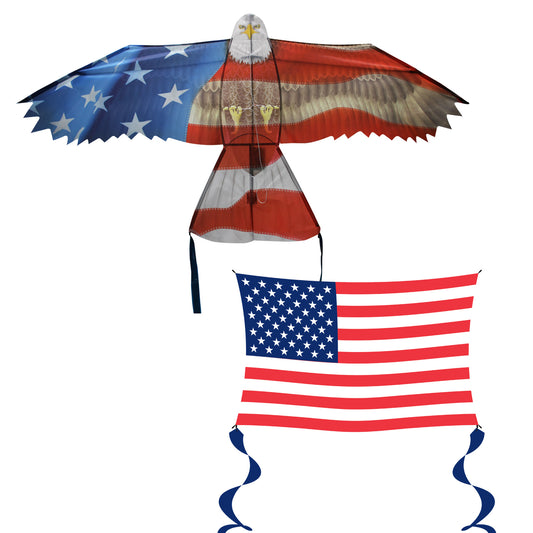 WindNSun Patriotic Eagle 70" and USA Flag 48" Nylon Kite Bundle Product Image