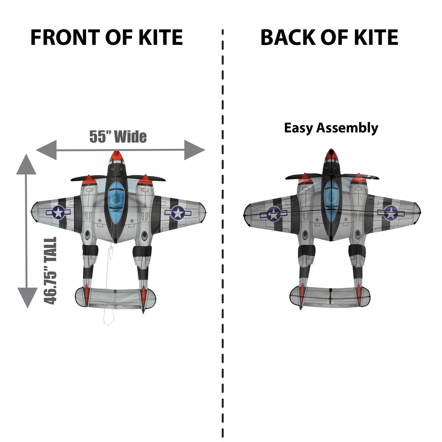 WindNSun SuperSize Ultra P-38 Lightning Ripstop Nylon Airplane Kite Product Dimensions