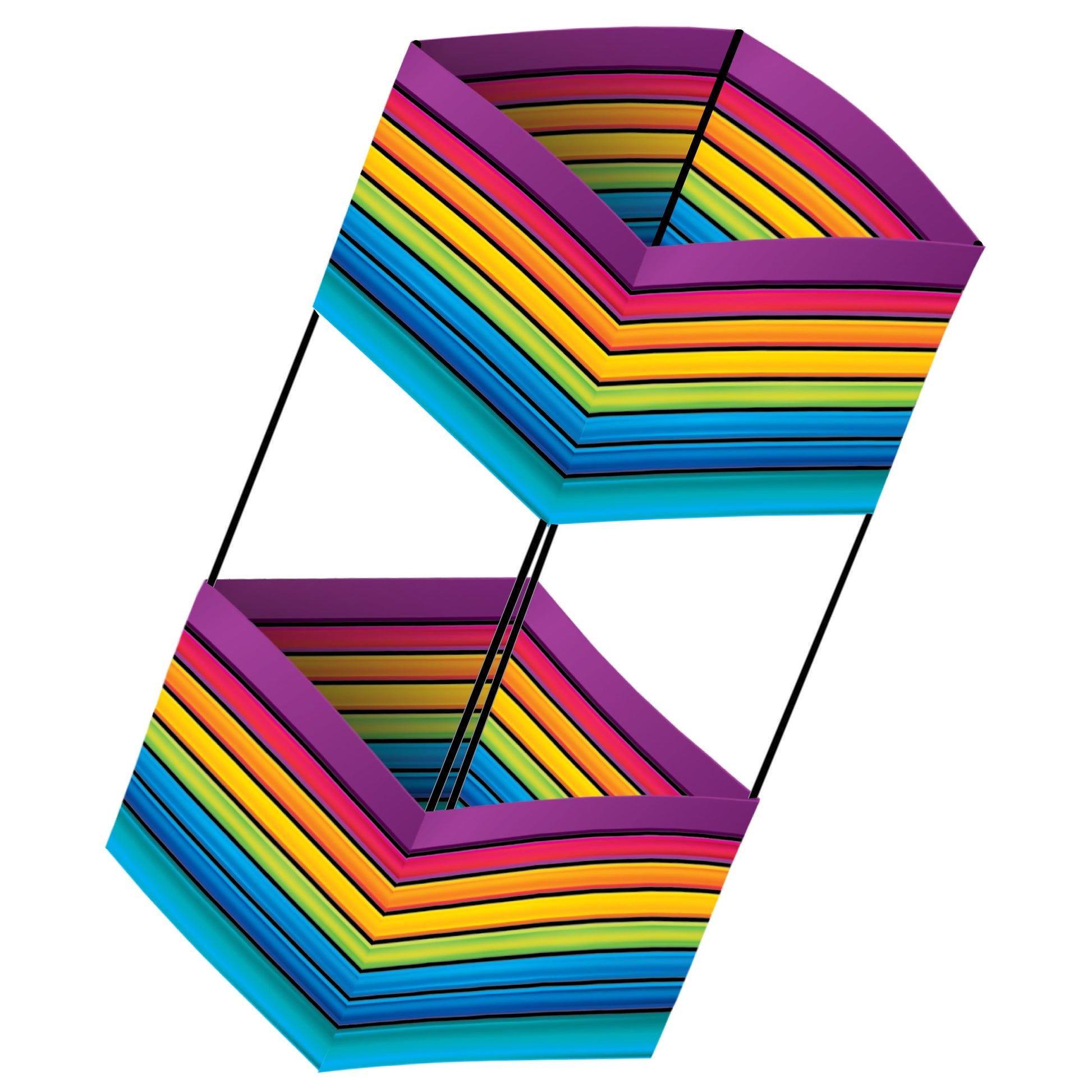 WindNSun SuperSize Cellular Classic Box Kite Ripstop Nylon Double Box Kite, 37 Inches Tall
