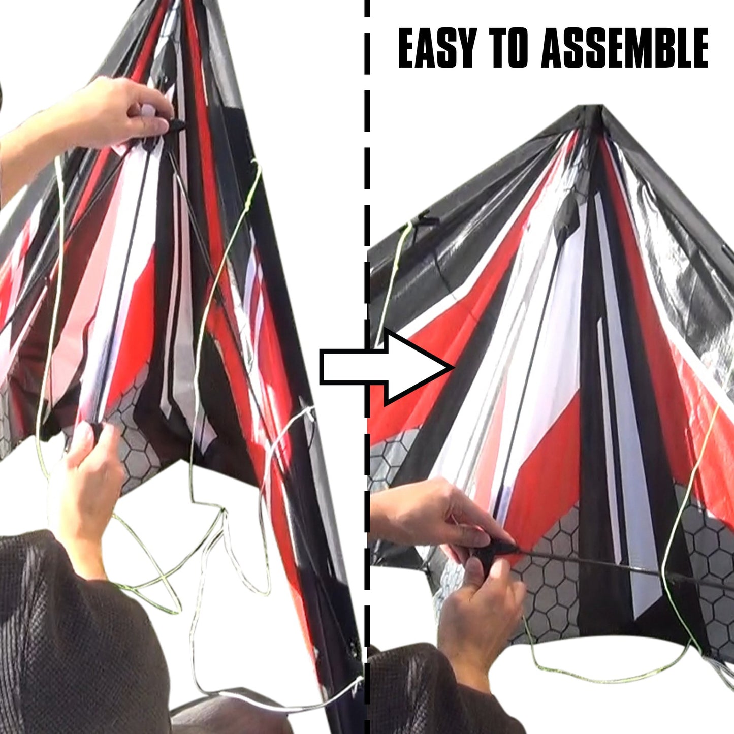 WindNSun EZ Sport 70 Dual Control Sport Kite Yellow Stripe Nylon Kite packaging and contents