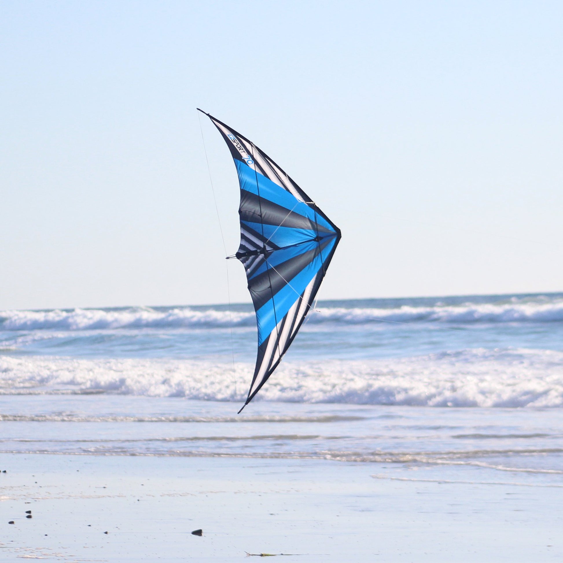 WindNSun EZ Sport 70 Dual Control Sport Kite Yellow Stripe Nylon Kite photo of product in use