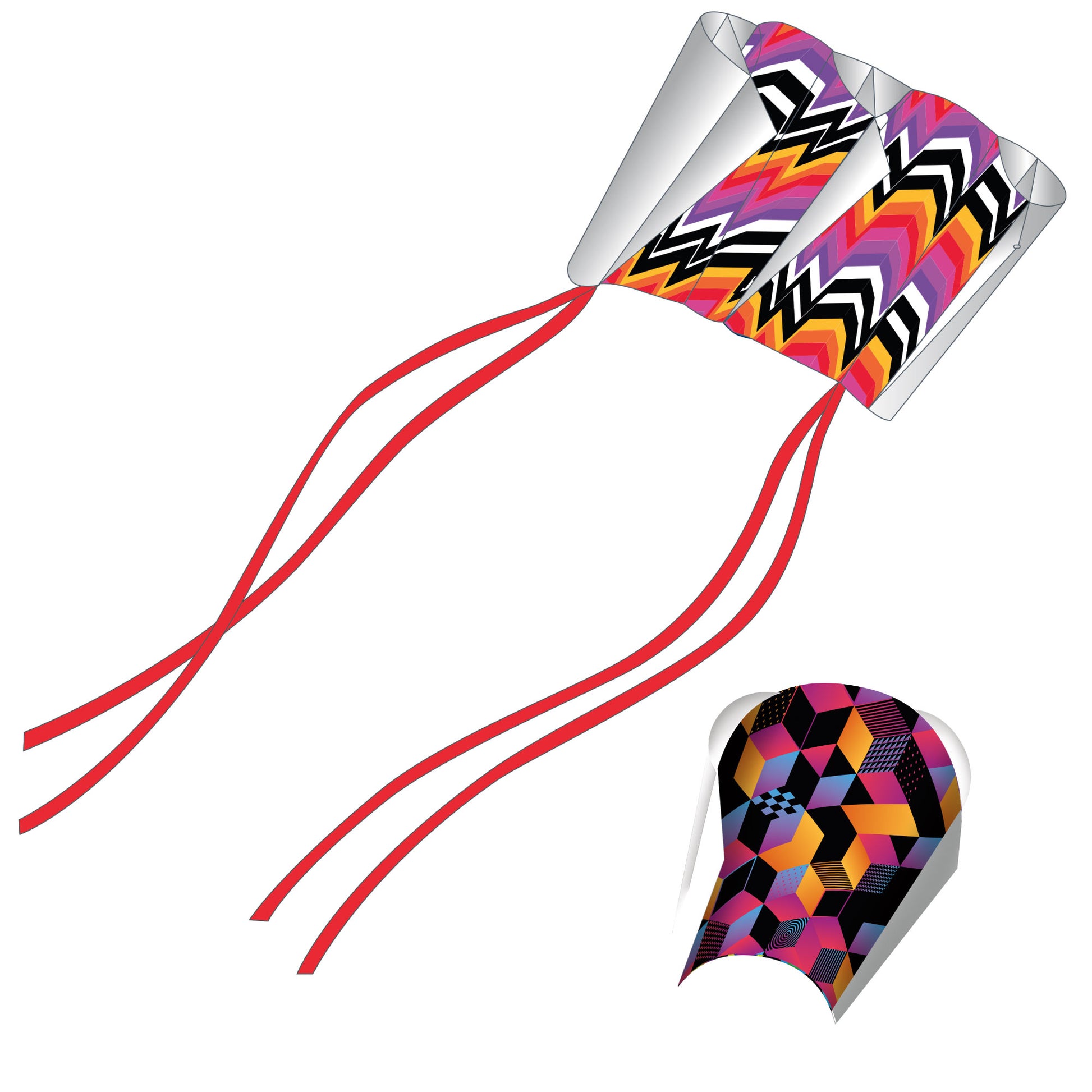 X Kites SkyFoil ZigZag + Pocket Kite Isometric Parafoil Kite Bundle - No Assembly Required Product Image