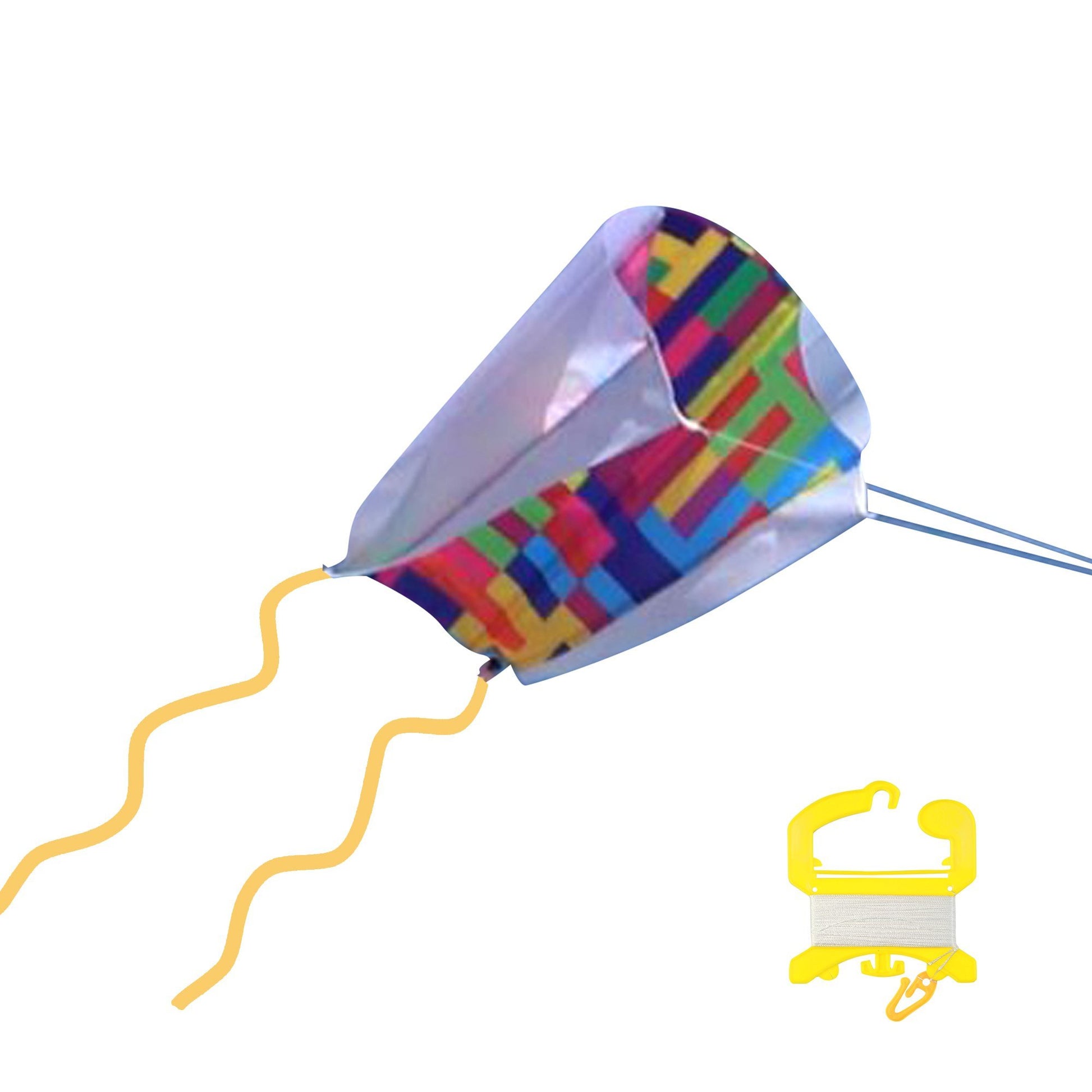 X Kites SkyFoil Rainbow + Pocket Kite Abstract Parafoil Kite Bundle - No Assembly Required photo showing handle