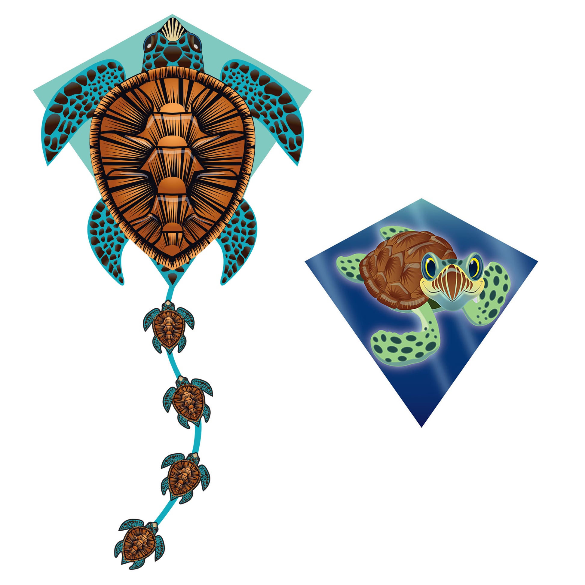 X Kites DLX Diamond SeaTurtle + WindNSun MiniDiamond SeaTurtle Nylon Kite Bundle Product Image