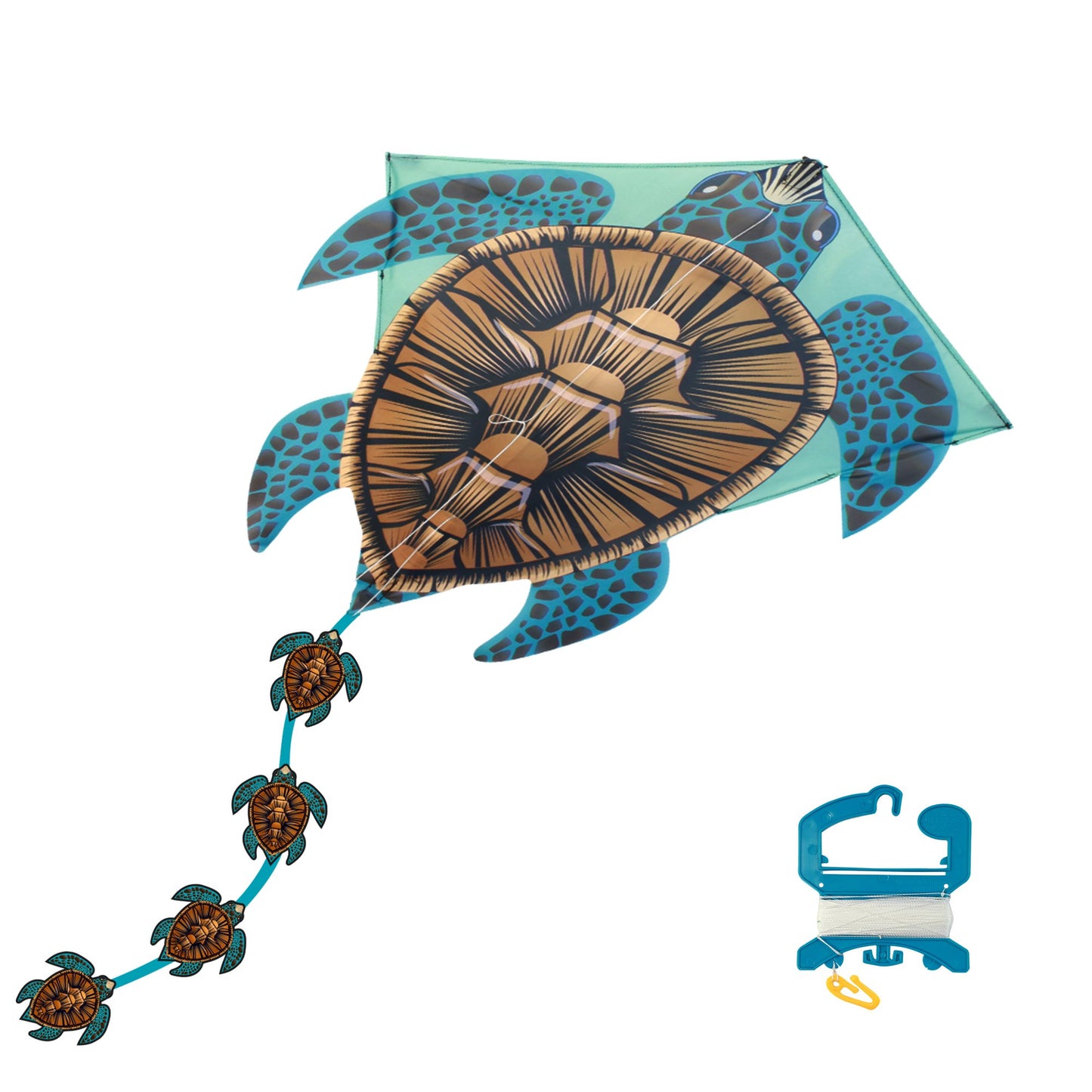 X Kites DLX Diamond SeaTurtle + WindNSun MiniDiamond SeaTurtle Nylon Kite Bundle photo showing handle