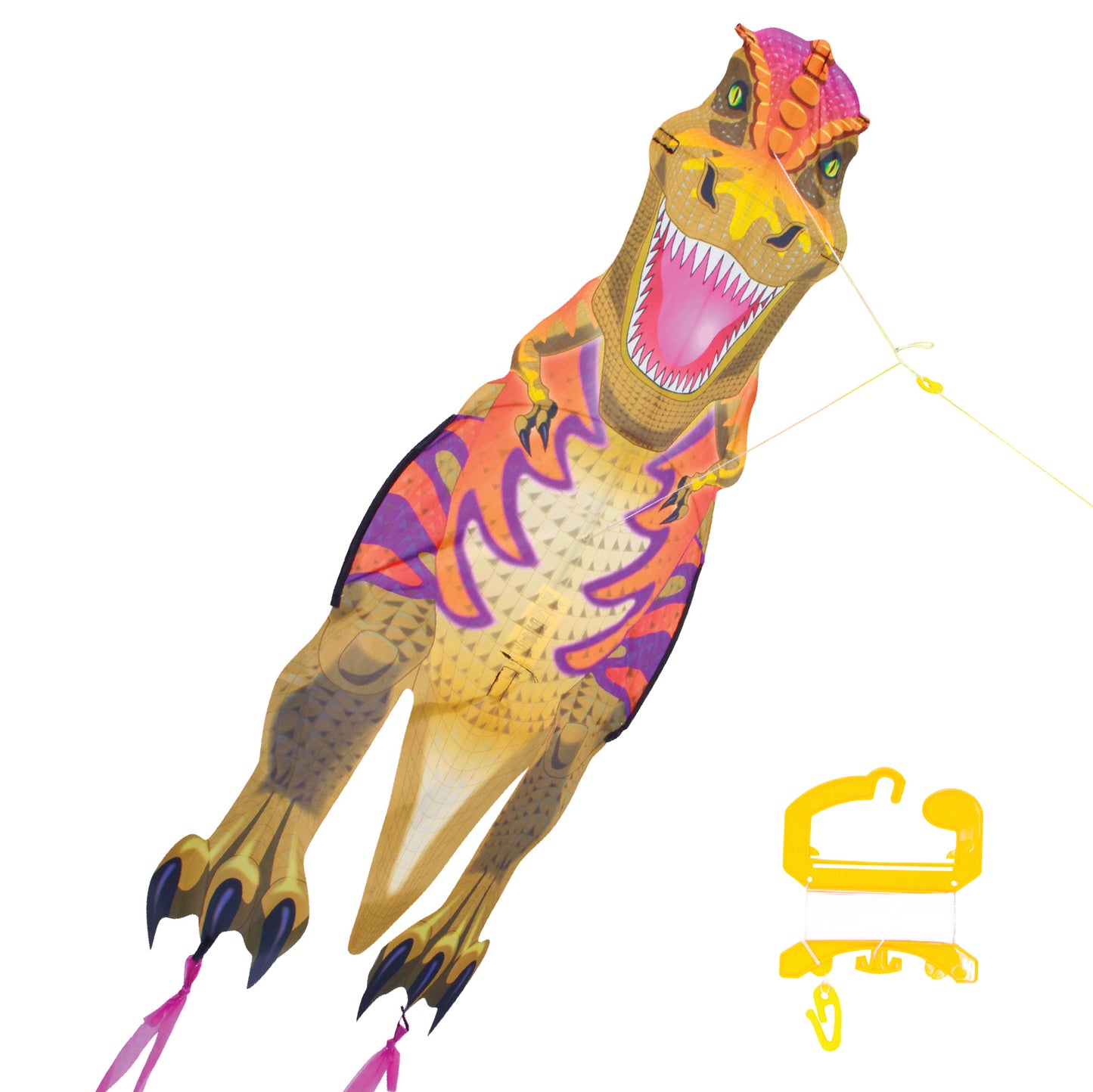 X Kites DinoKite T-rex Nylon Dinosaur Kite shown with handle