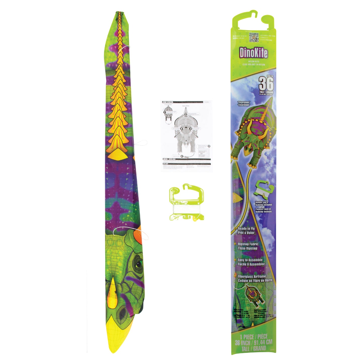 X Kites DinoKite Triceratops Nylon Dinosaur Kite Product Packaging