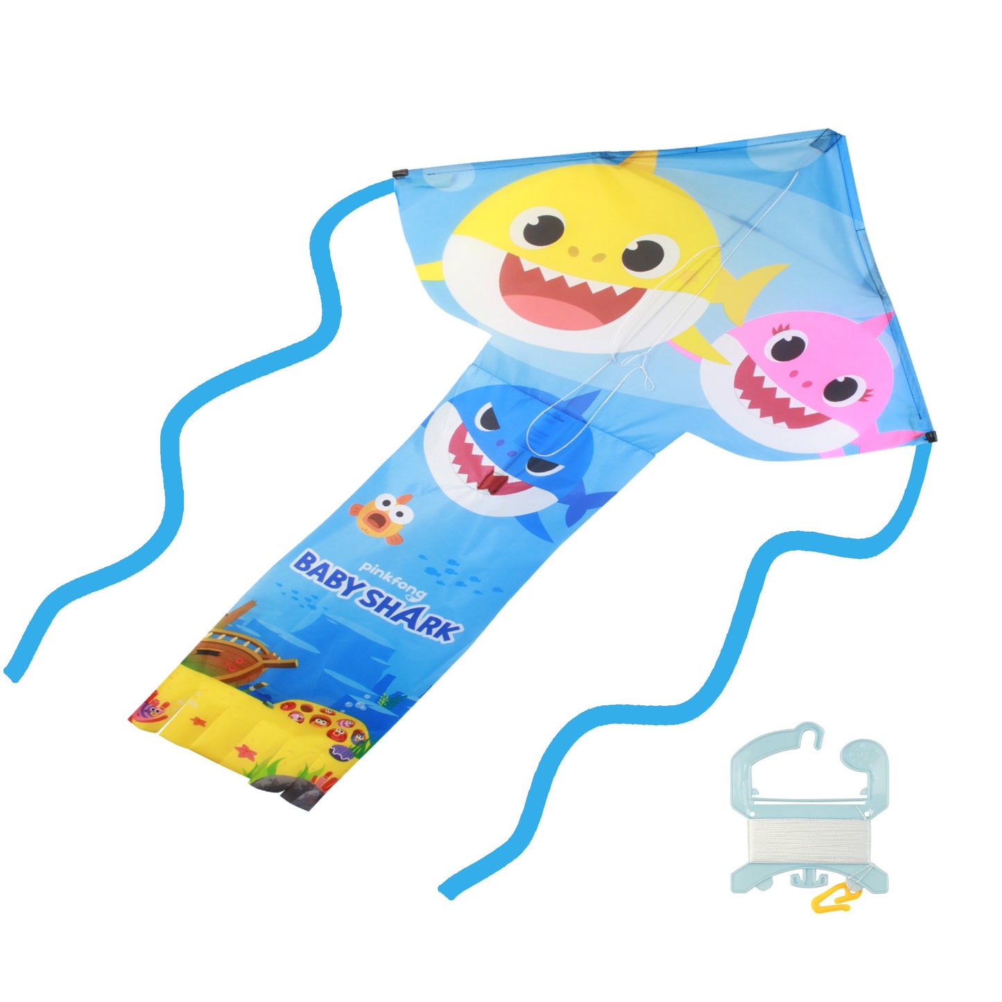 X Kites Skyflier 50 Baby Shark Nylon Kite photo showing handle