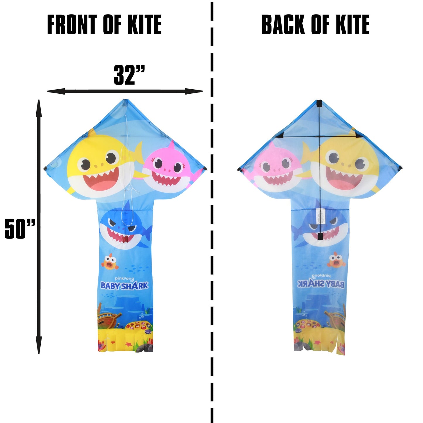 X Kites Skyflier 50 Baby Shark Nylon Kite dimensions