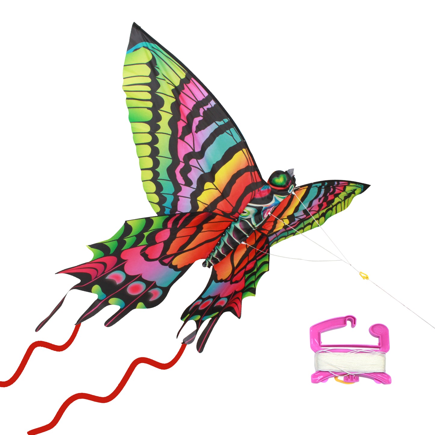 X Kites Air Watch Butterfly DLX 3D Nylon Kite photo showing handle
