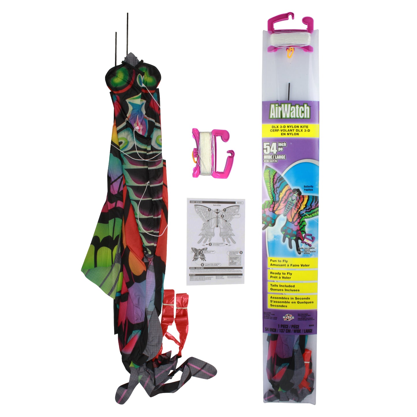 X Kites Air Watch Butterfly DLX 3D Nylon Kite packaging and contents