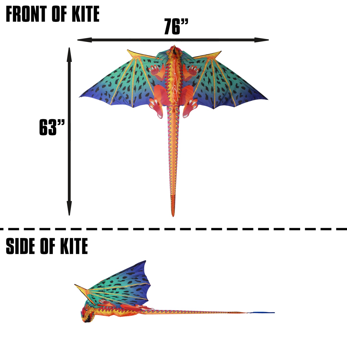 X Kites Air Watch Dragon DLX 3D Nylon Kite dimensions