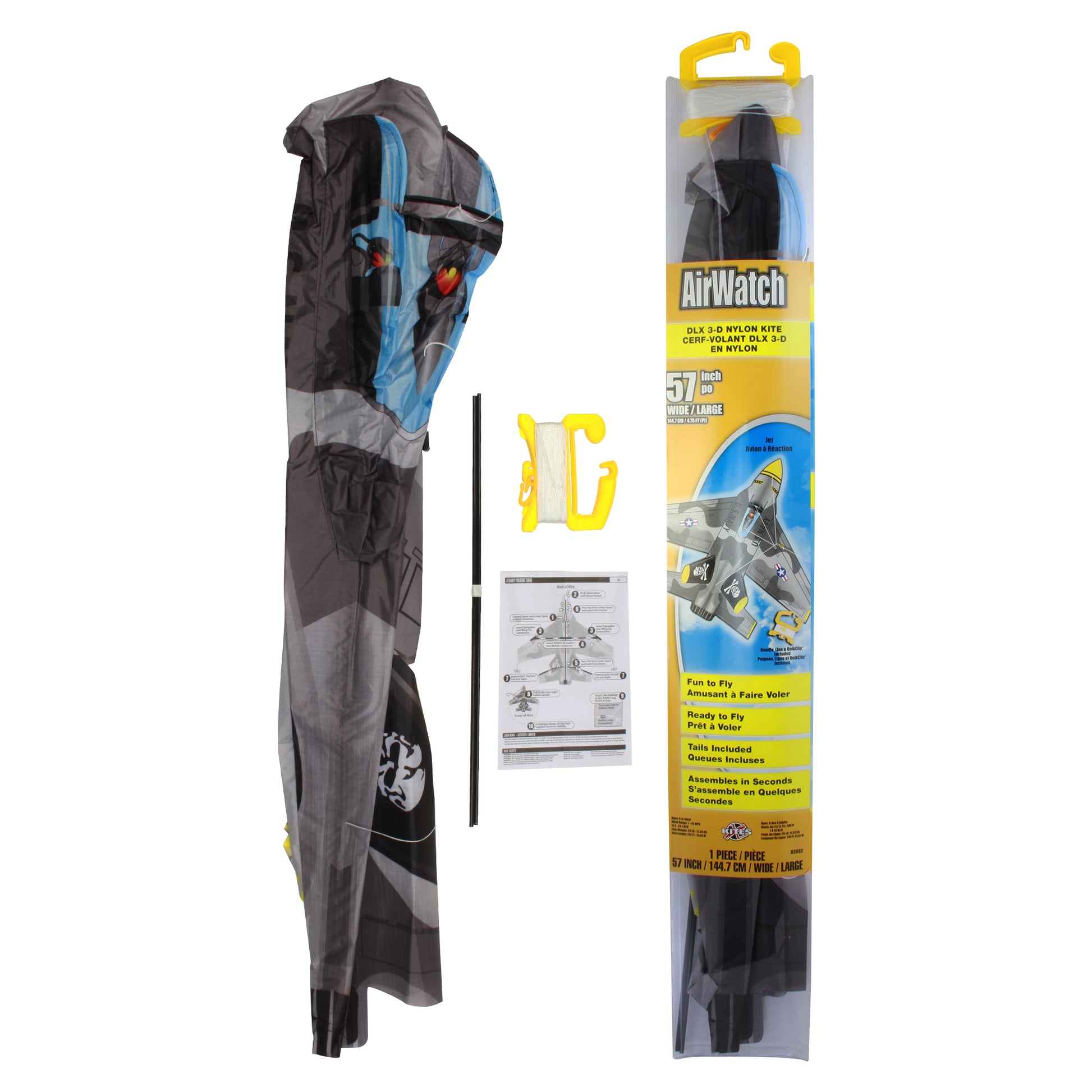 X Kites Air Watch Jet DLX 3D Nylon Kite packaging and contents