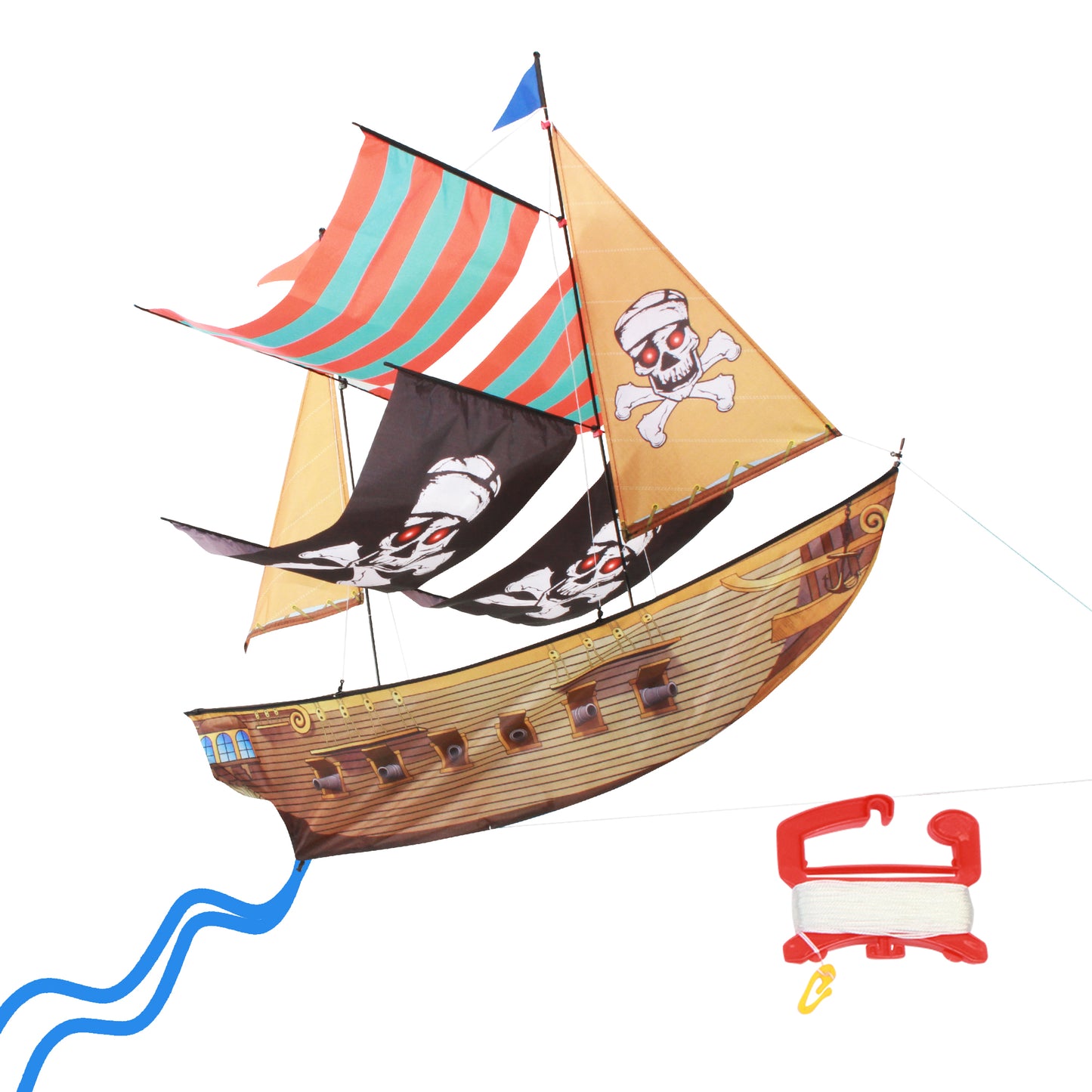 X Kites Air Watch PirateShip DLX 3D Nylon Kite photo showing handle