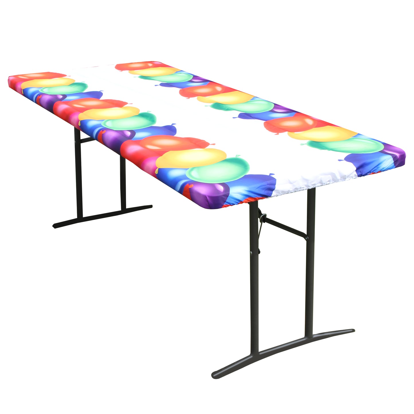 TableCloth PLUS 72" Balloons Fitted PEVA Vinyl Tablecloth for 6' Folding Tables is easy to clean, water proof, easy to install, and has an elastic rim