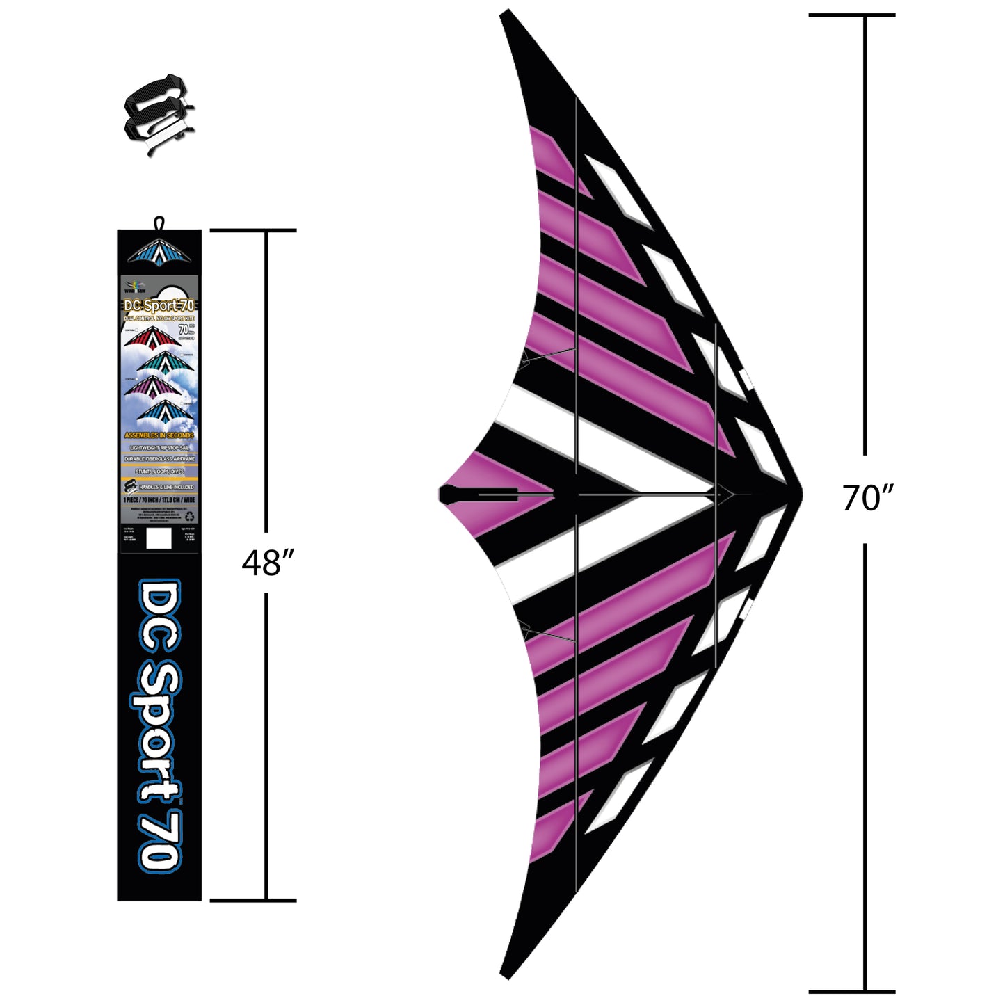 WindNSun DC Sport 70 Dual Control Ripstop Nylon Delta Stunt Kite, 70 inches wide