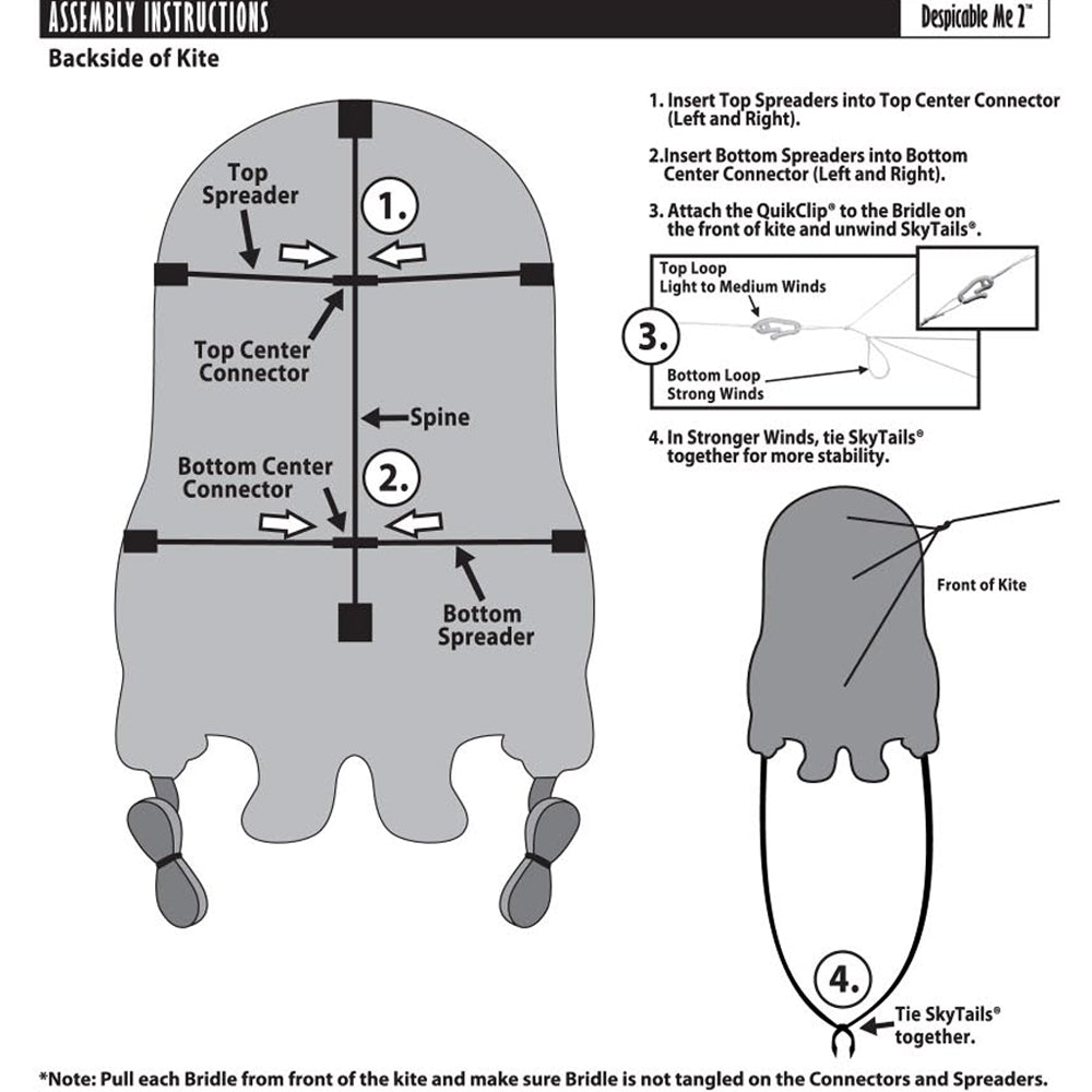windnsun skypals minions nylon kite assembly instructions