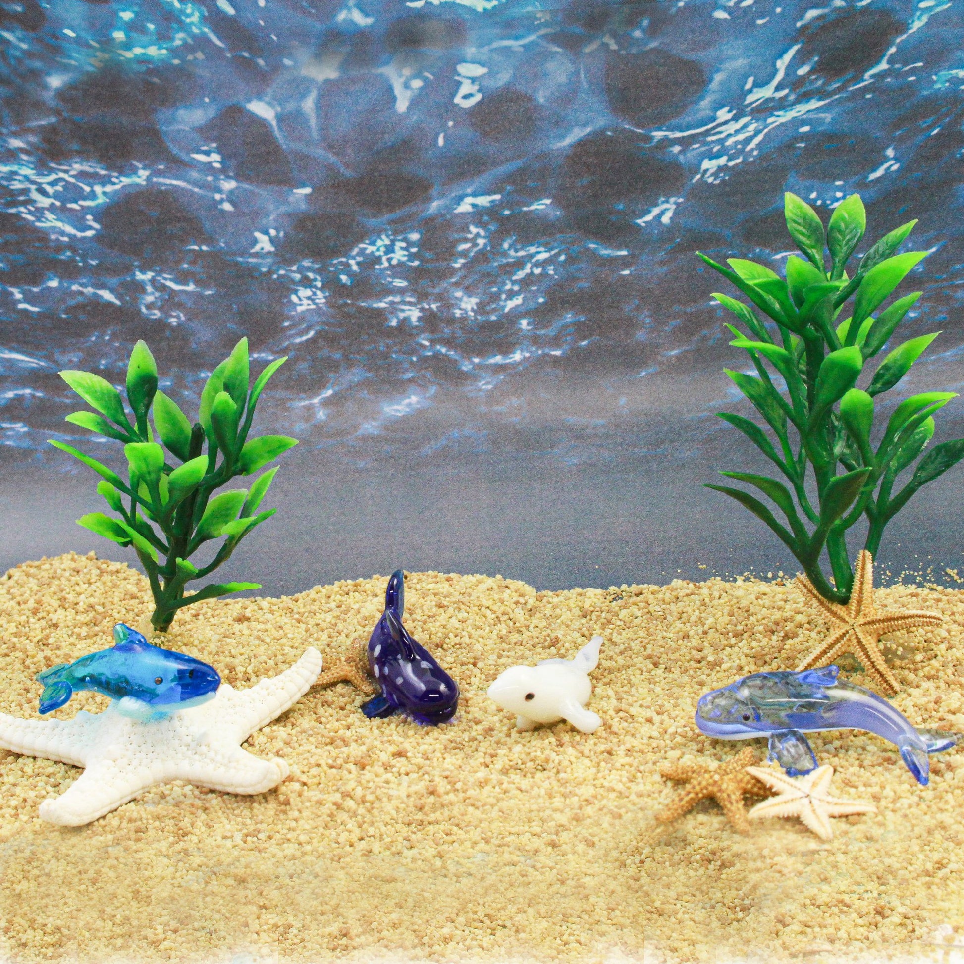 LookingGlass Sea Animals 1 Set Minature Glass Collectibles lifestyle shot