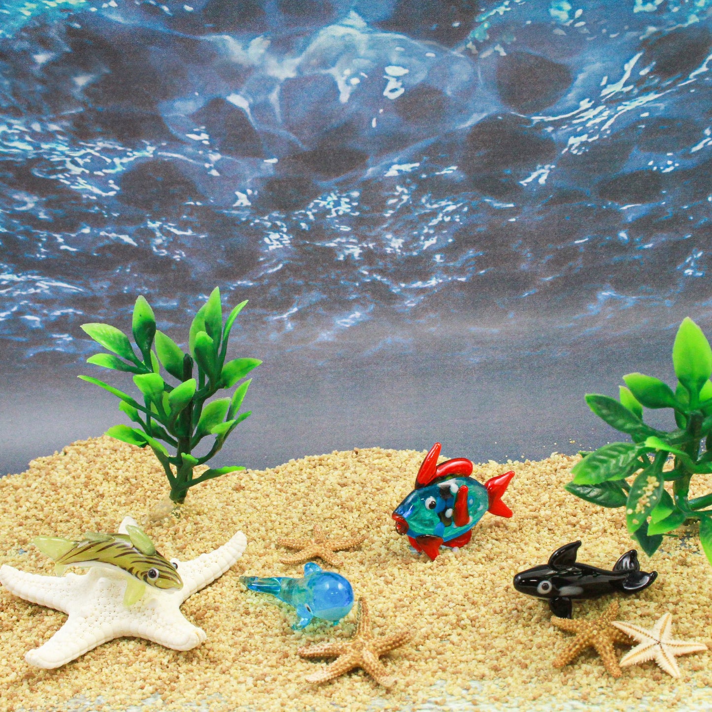 LookingGlass Sea Animals 2 Set Minature Glass Collectibles lifestyle shot