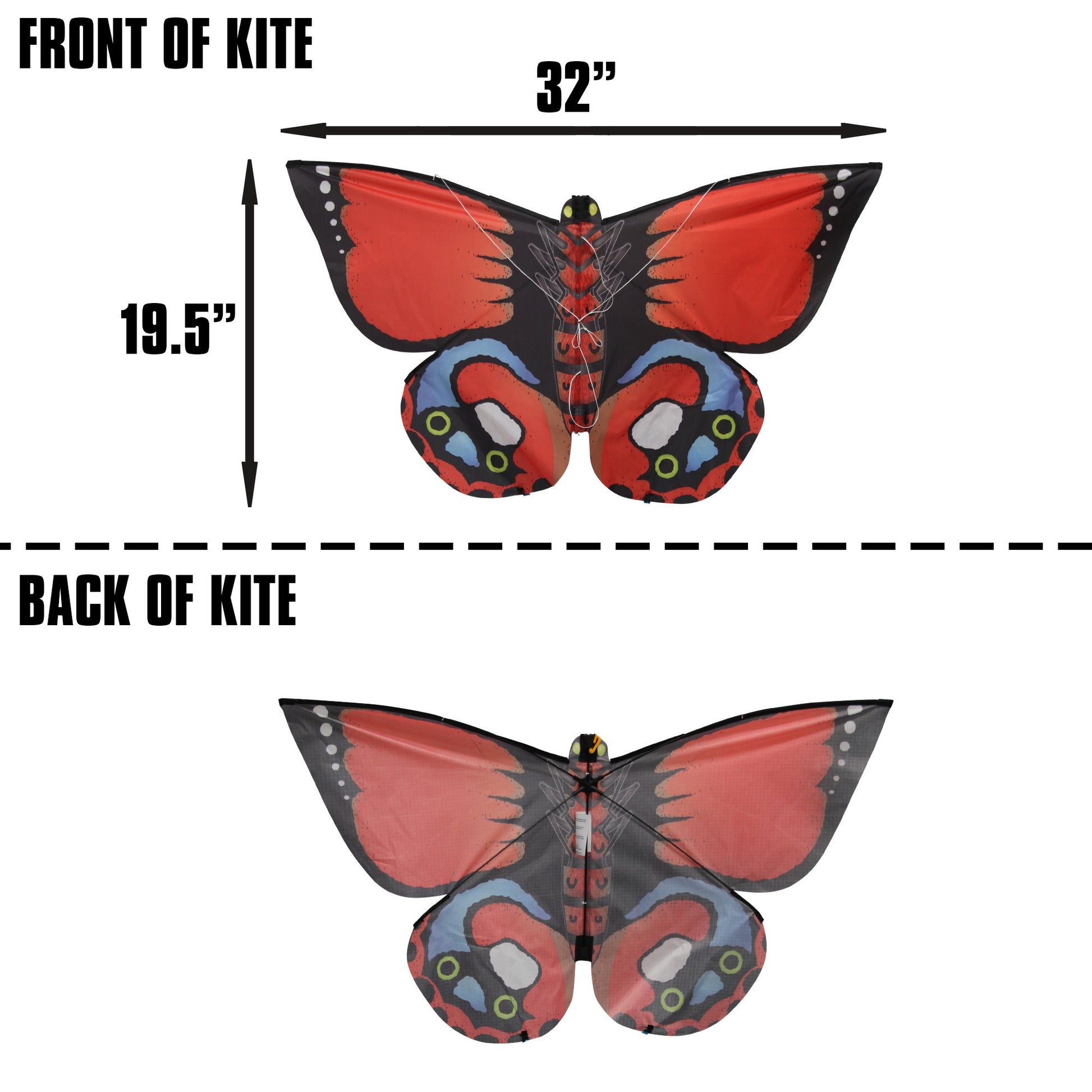 windnsun butterfly indian red nylon kite dimensions