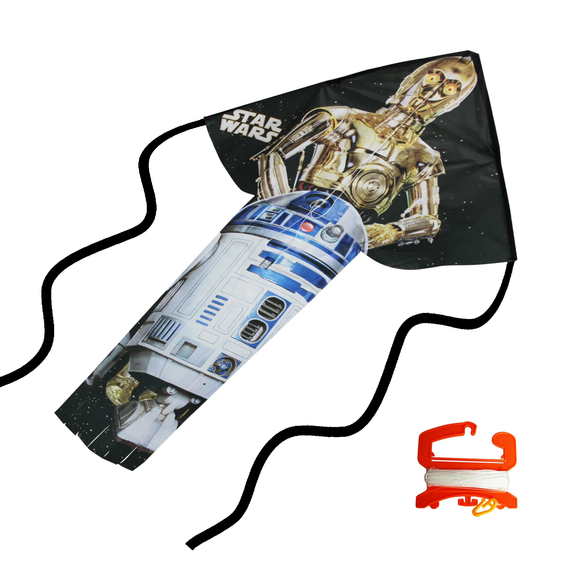 WindNSun Breezy Fliers 57 Star Wars Droids Nylon C3PO & R2D2 Kite photo showing handle