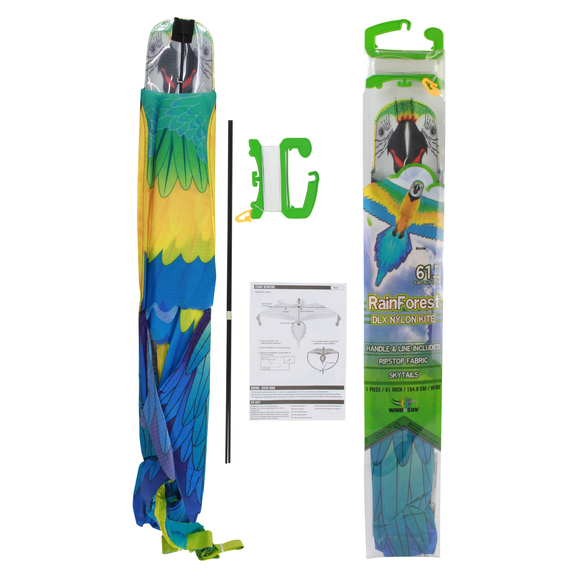 windnsun rainforest macaw nylon kite package