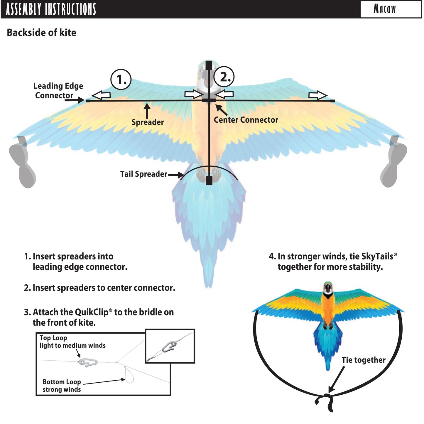 windnsun rainforest macaw nylon kite assembly instructions