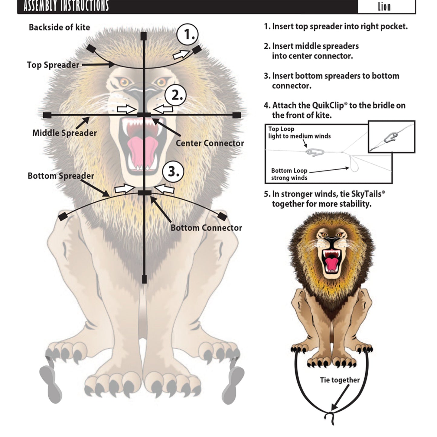 windnsun skyzoo lion nylon kite assembly instructions