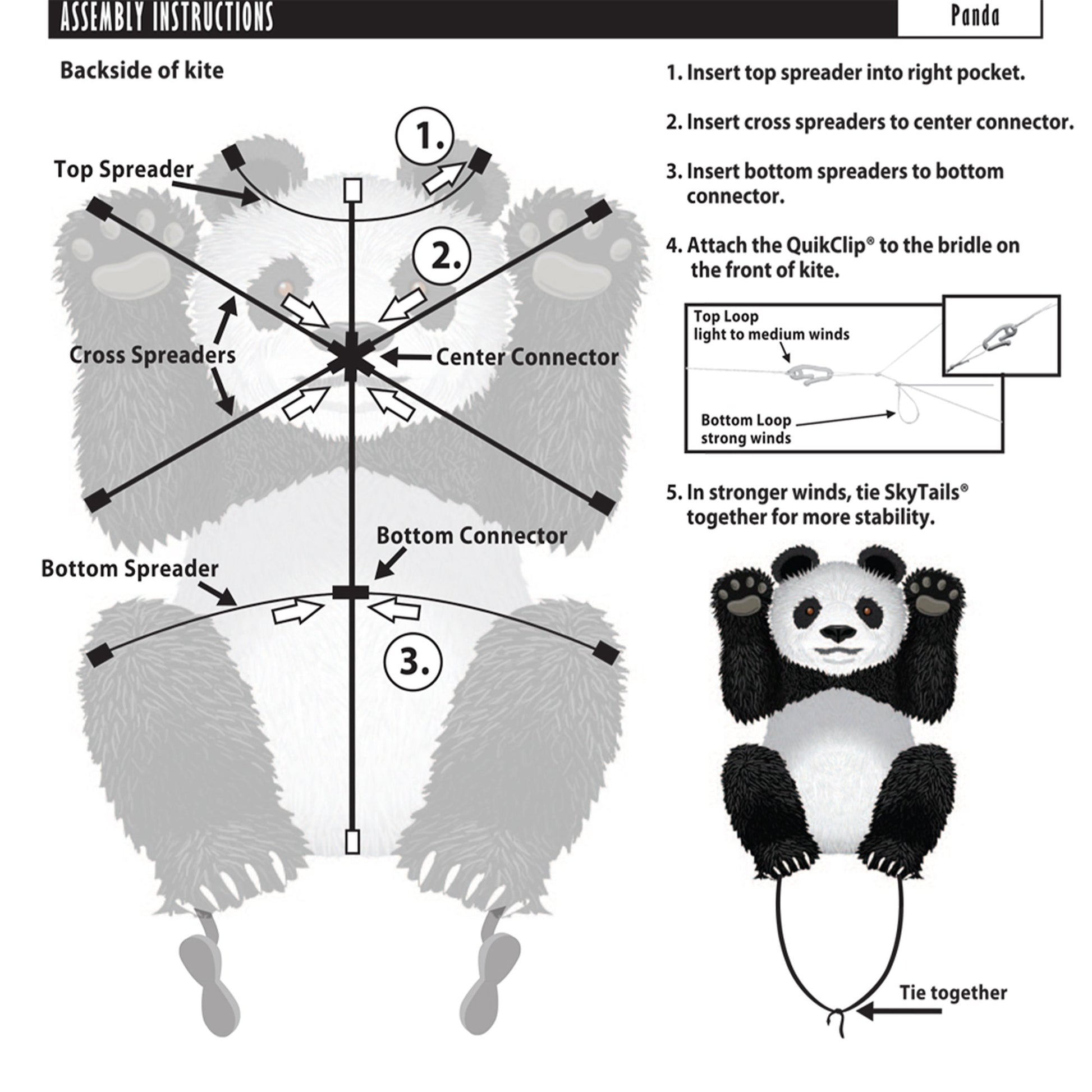 windnsun skyzoo panda nylon kite assembly instructions