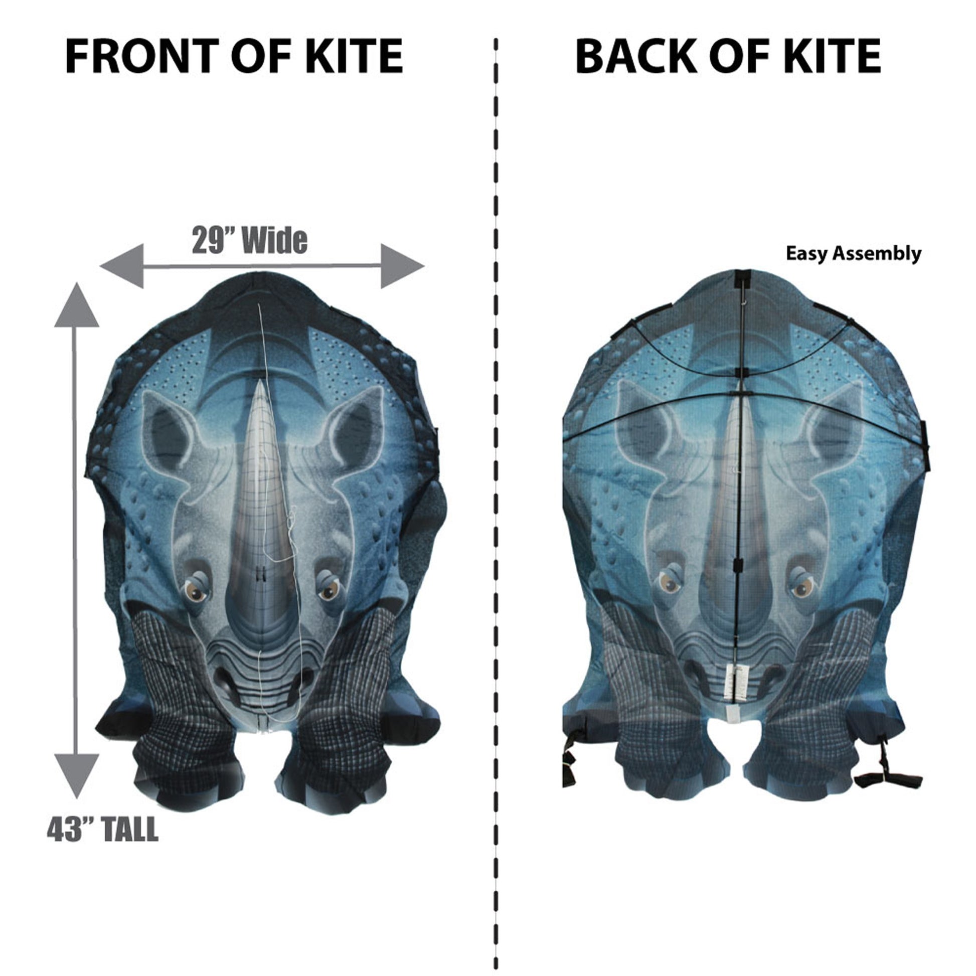 windnsun skyzoo rhinoceros nylon kite dimensions