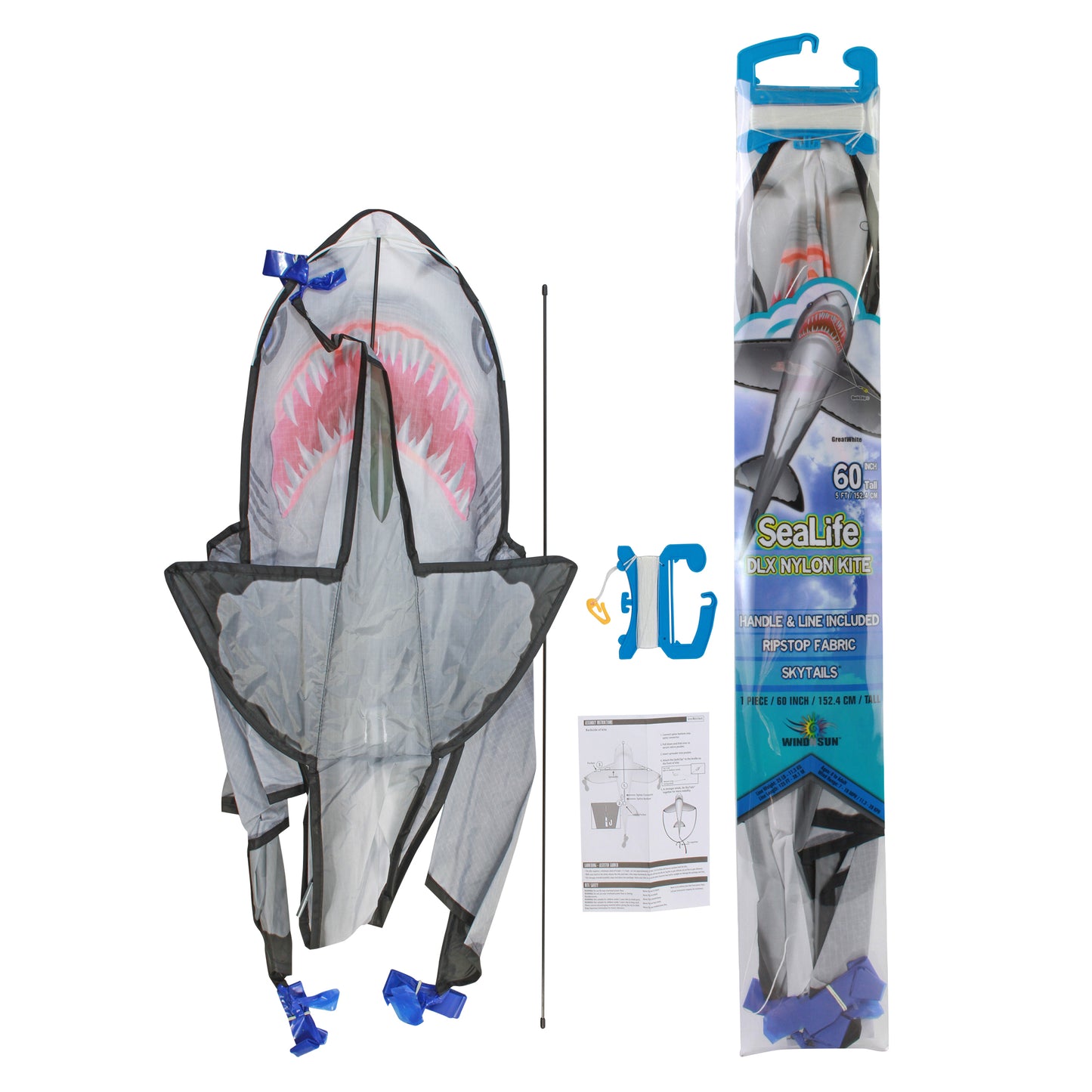 windnsun sealife great white shark nylon kite package