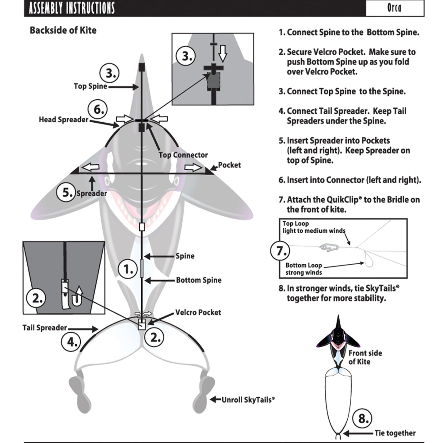 windnsun sealife orca nylon kite assembly instructions
