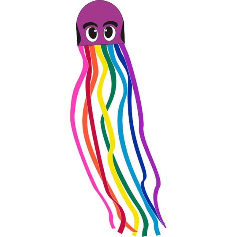 WindNSun Rainbow Octopus Purple Nylon Kite 121 Inches Long