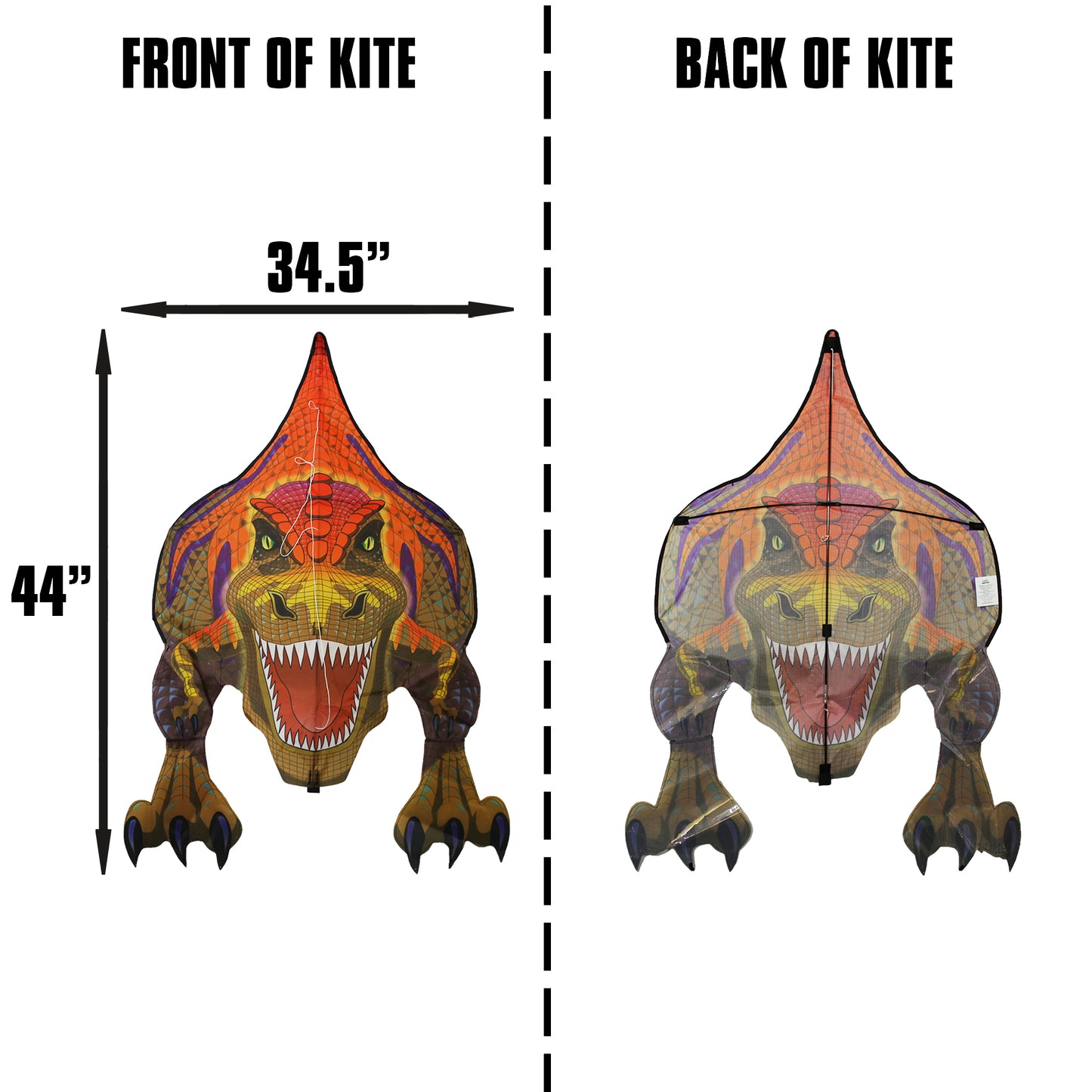 windnsun dinosoars trex nylon kite dimensions