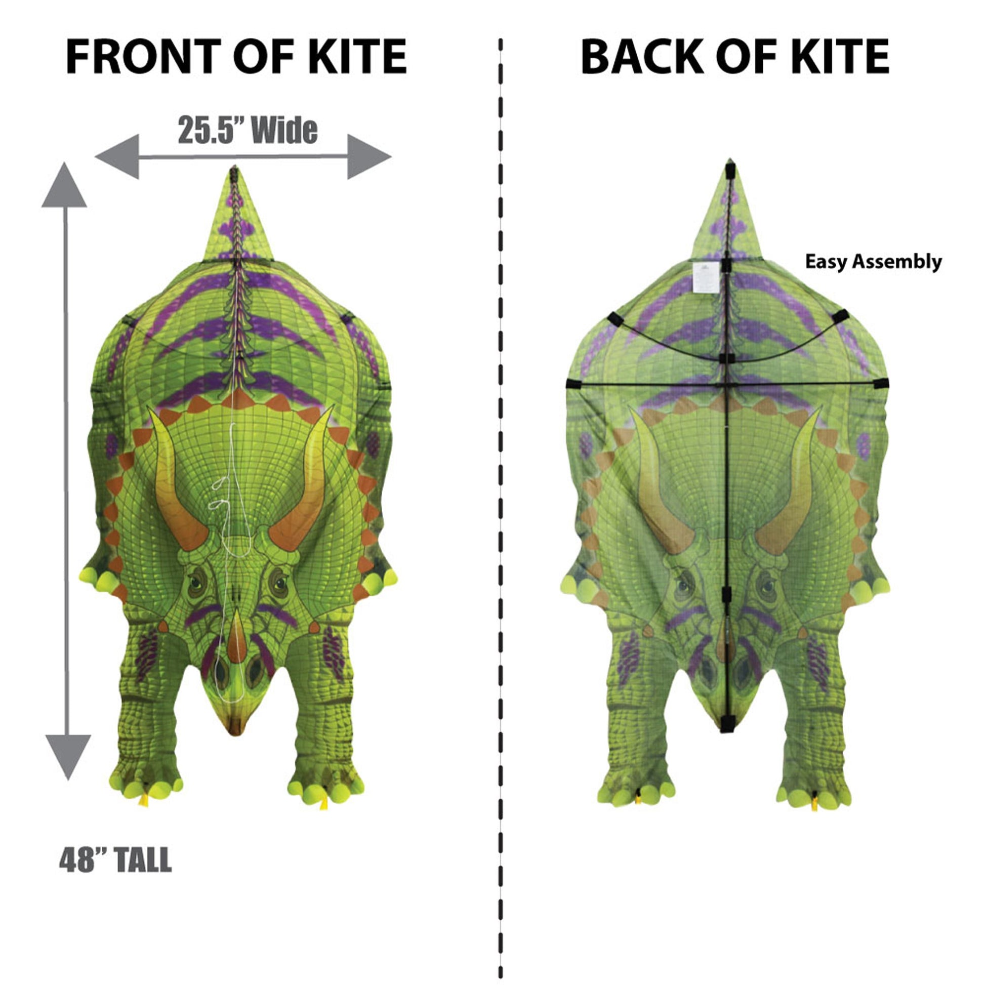 windnsun dinosoars triceratops nylon kite dimensions