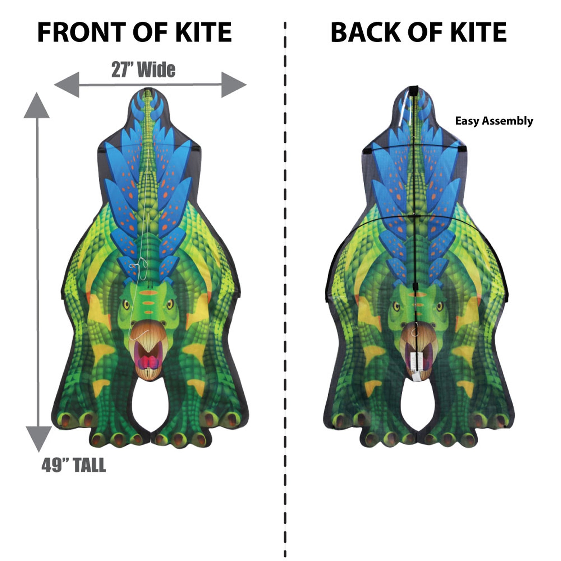 windnsun dinosoars stegosaurus nylon kite dimensions