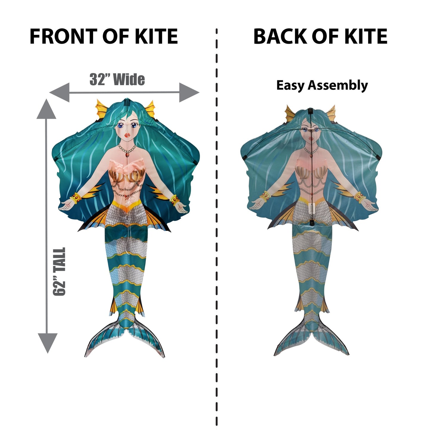 windnsun fantasyfliers mermaid nylon kite dimensions
