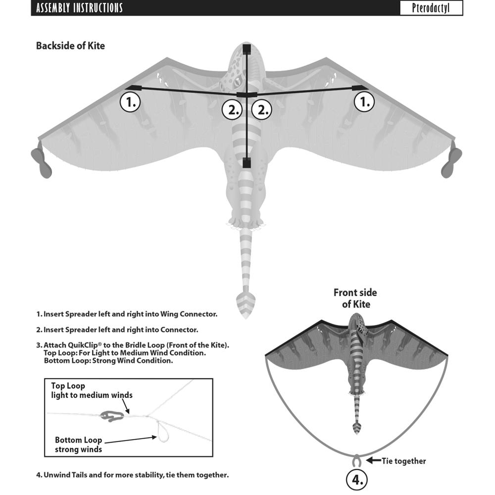 windnsun fantasyfliers pterodactyl nylon kite assembly instructions