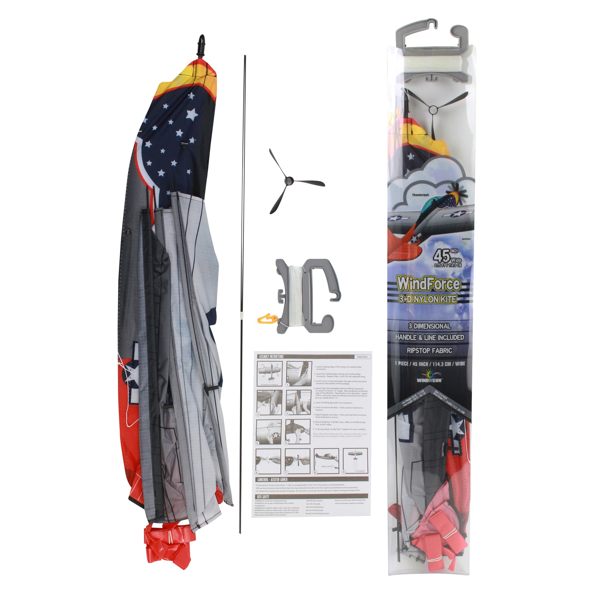 windnsun windforce thunderbolt 3d nylon kite package
