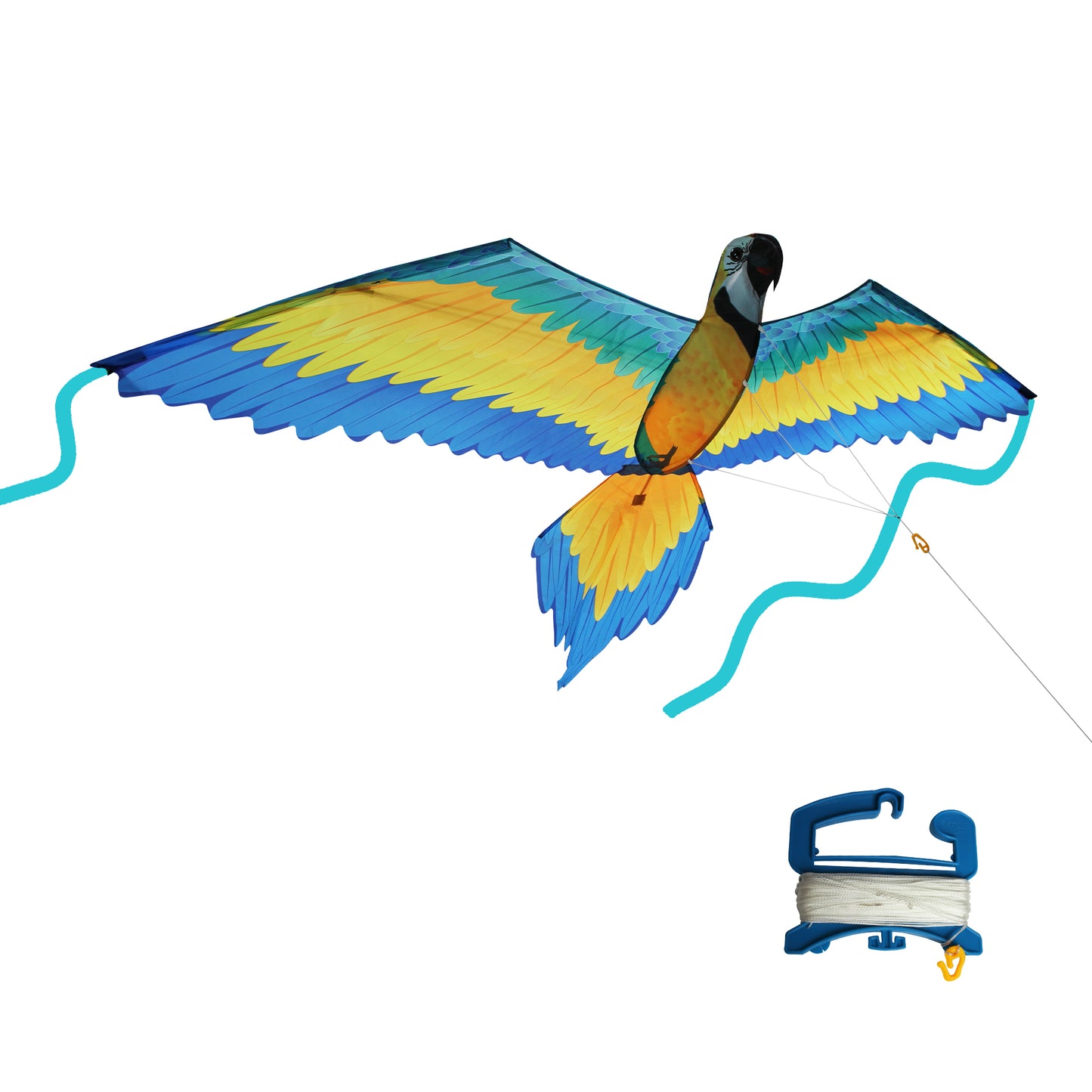 windnsun supersize 3d blue macaw nylon kite
