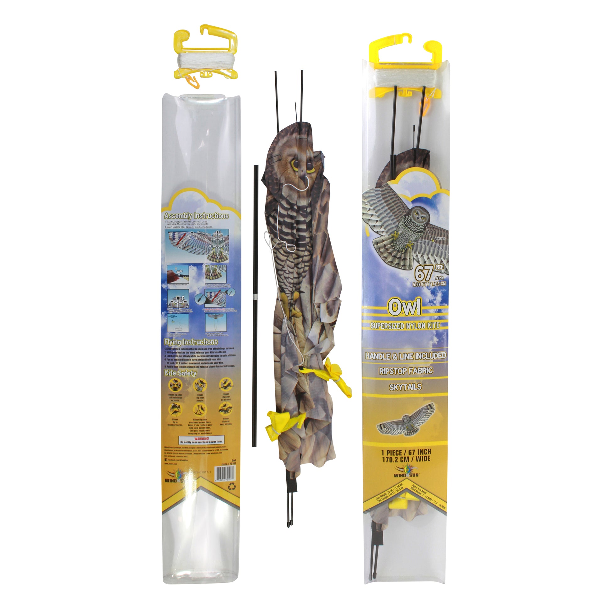 windnsun supersize 2d owl nylon kite package