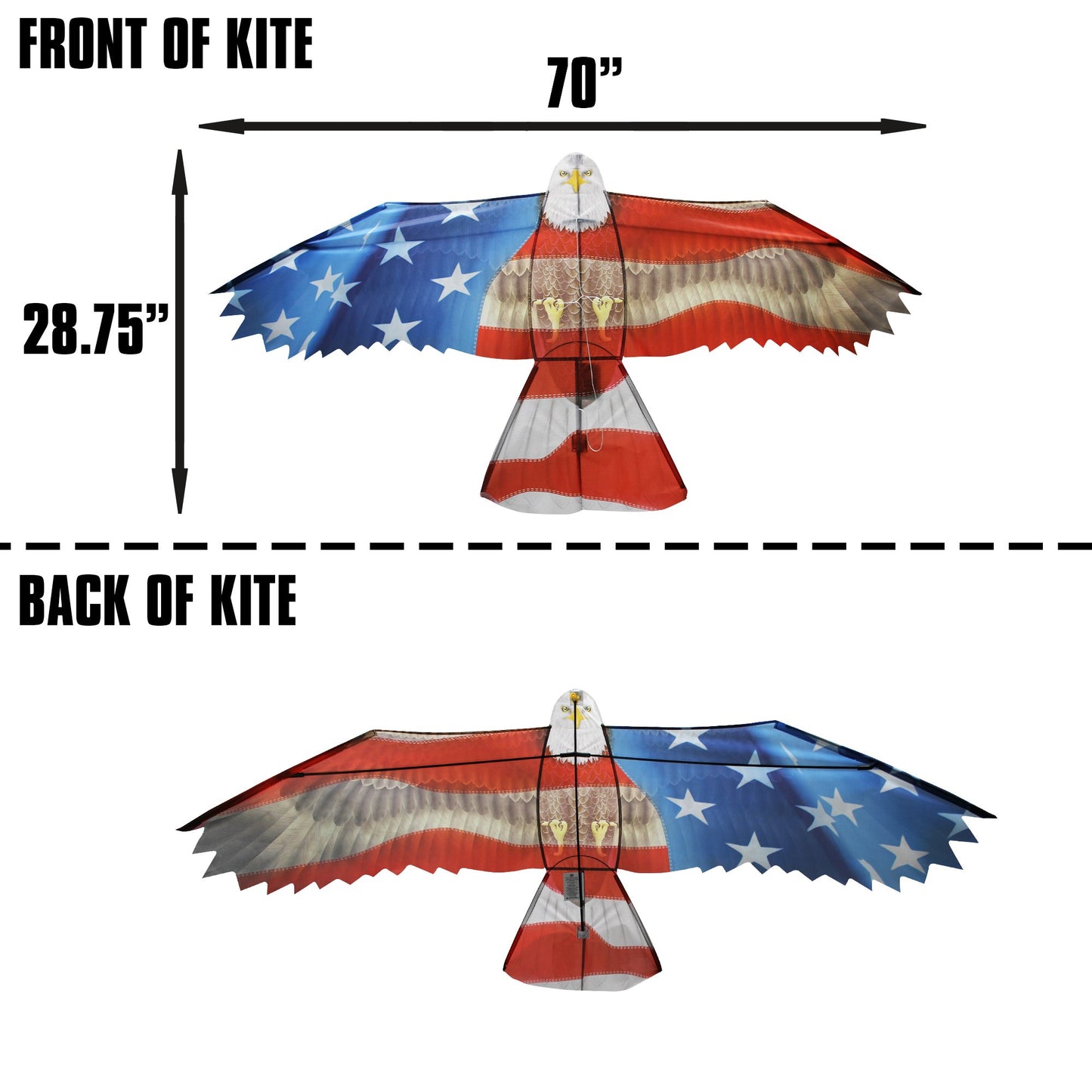 WindNSun Patriotic Eagle 70" and USA Flag 48" Nylon Kite Bundle photo of product in use