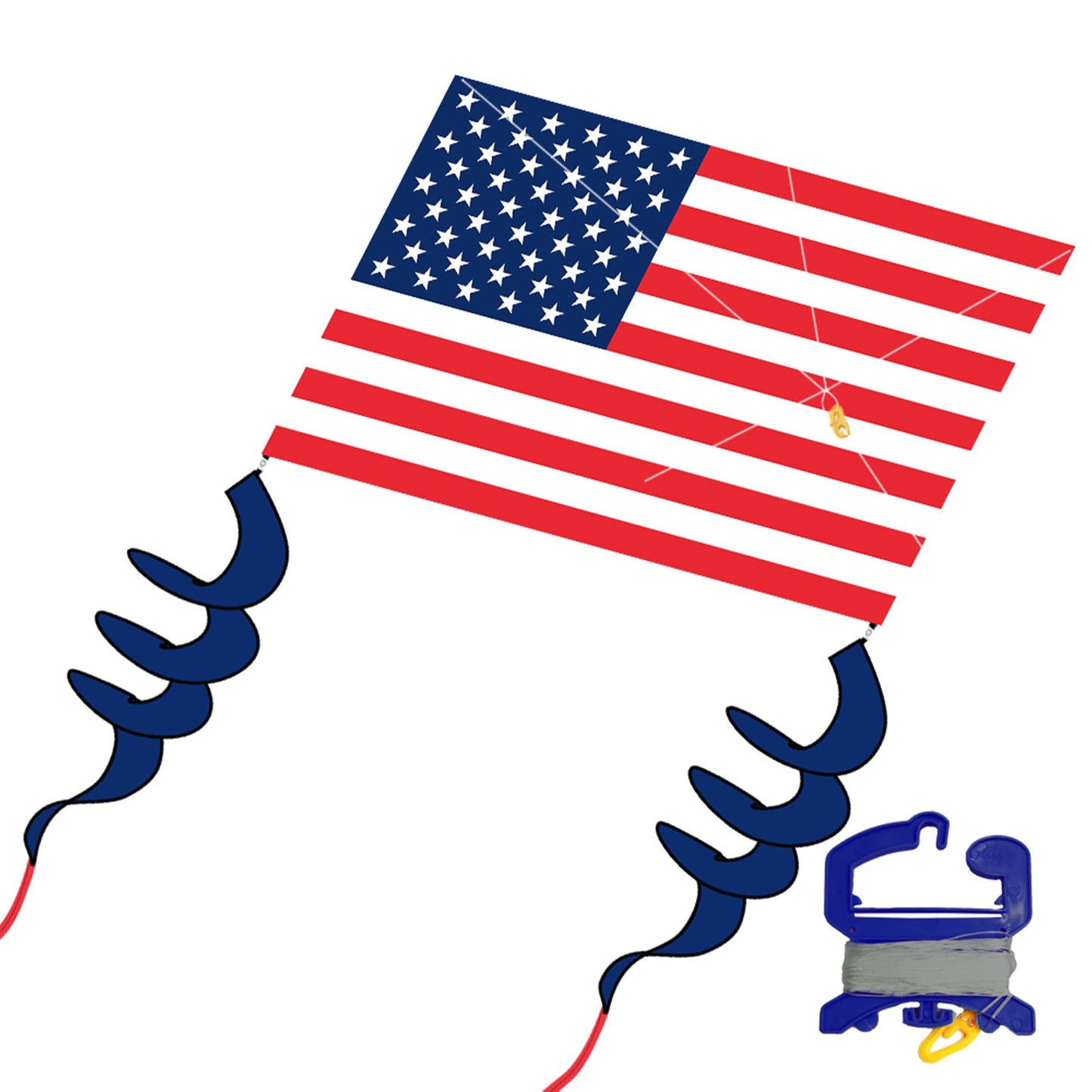 WindNSun Patriotic Eagle 70" and USA Flag 48" Nylon Kite Bundle photo showing handle