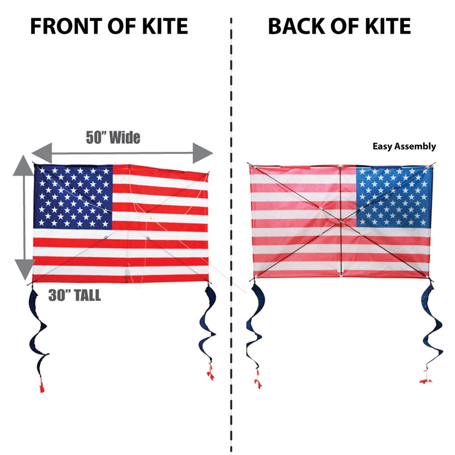 WindNSun Patriotic Eagle 70" and USA Flag 48" Nylon Kite Bundle dimensions