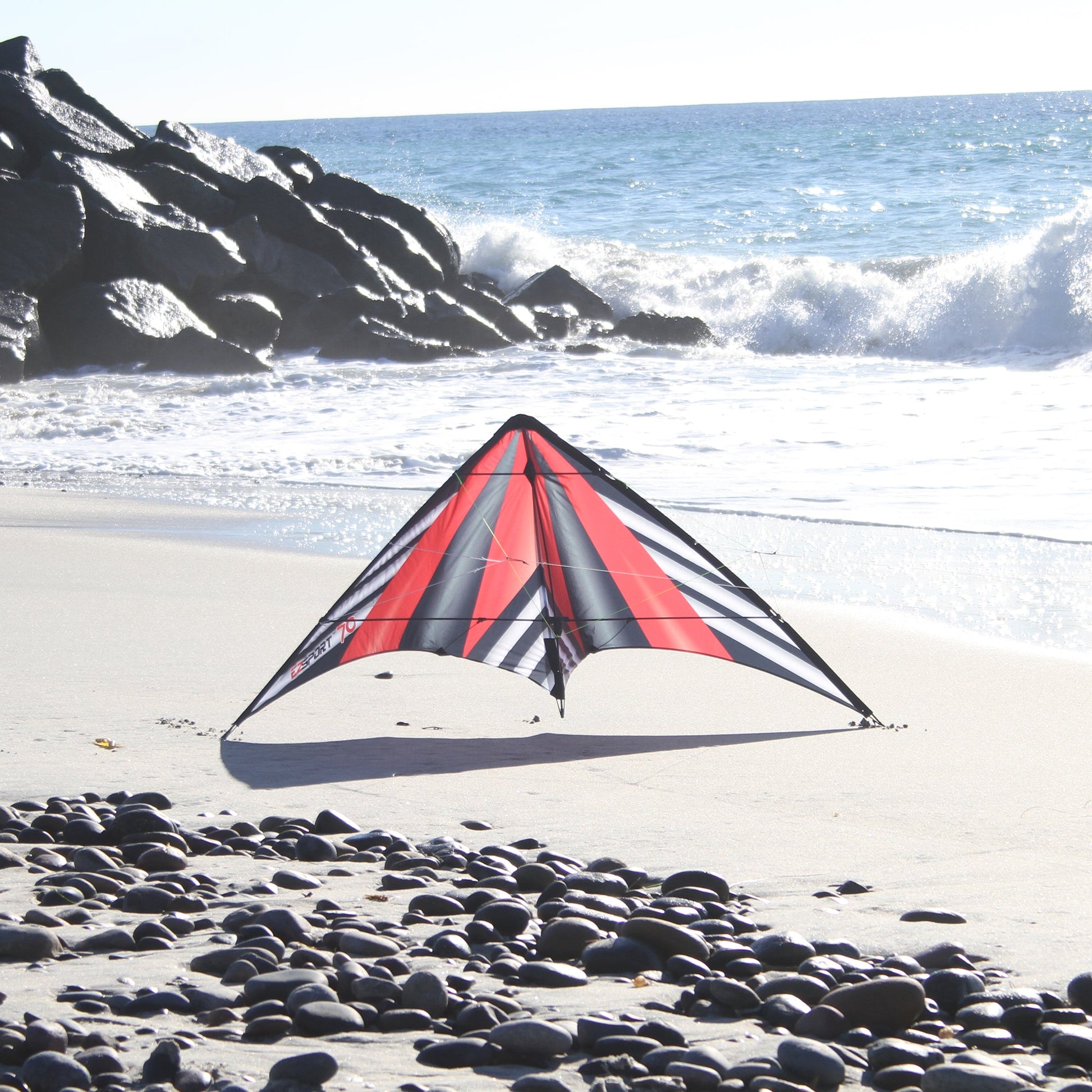WindNSun NK93 + EZ Sport 70 Hex Dual Control Stunt Sport Kite Bundle in Red photo of product in use