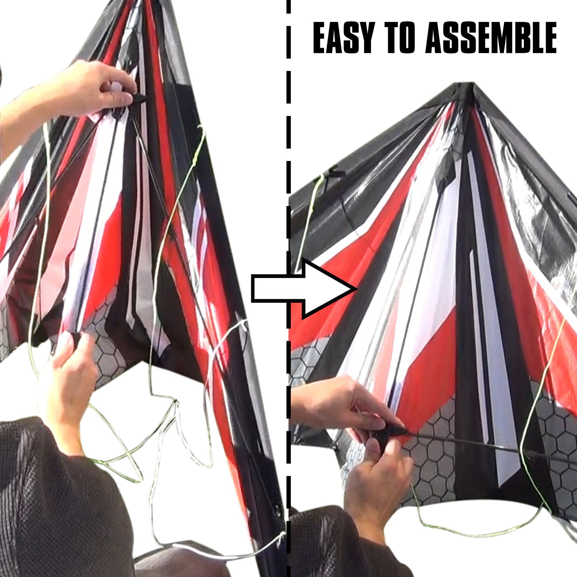 WindNSun EZ Sport 70 Dual Control Sport Kite Red Stripe Nylon Kite packaging and contents
